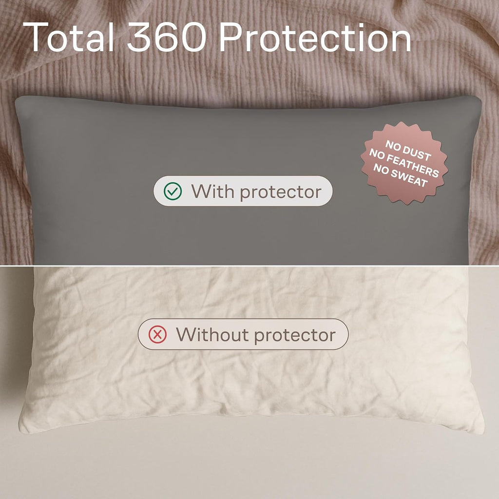 Ultra Soft Pillow Protectors with Zipper King Size - Set of 4 Breathable Pillow Covers - 100% Protection Against Stains, Dust & Dirt…