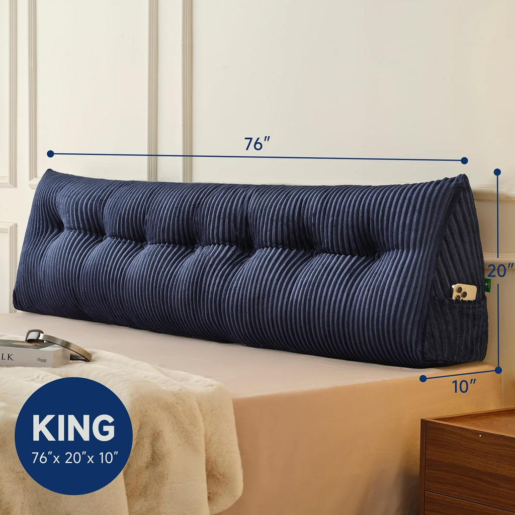 Z-Hom Large Headboard Pillow King, NO ROLL Pillow, Wedge Pillow Headboard for Sitting Up in Bed, Backrest Support Triangular Cushion for Re…