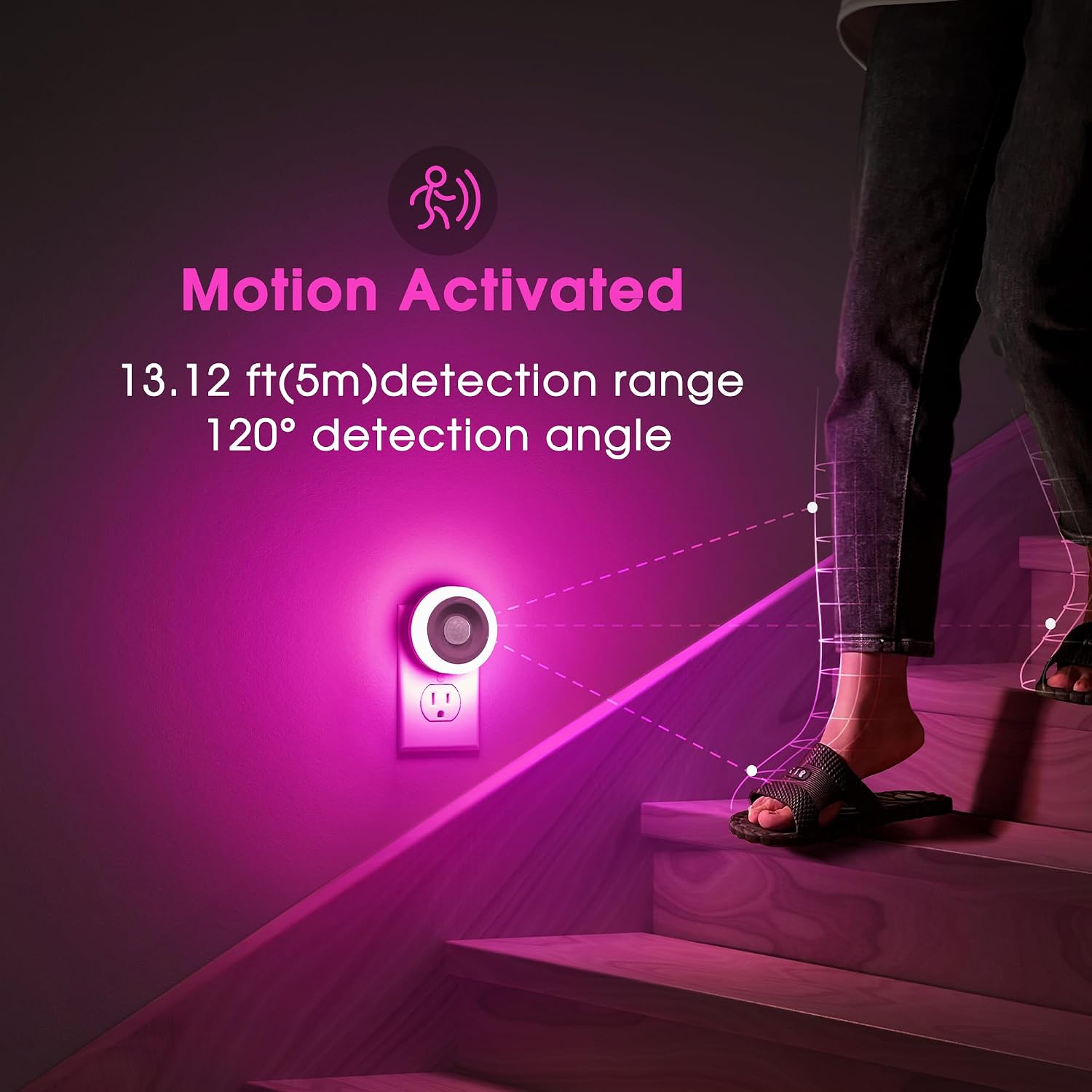 Briignite Motion Sensor Night Light Purple, [2 Pack] Night Lights Plug into Wall, Auto On/Off Motion Activation Nightlight, Energy-Saving…