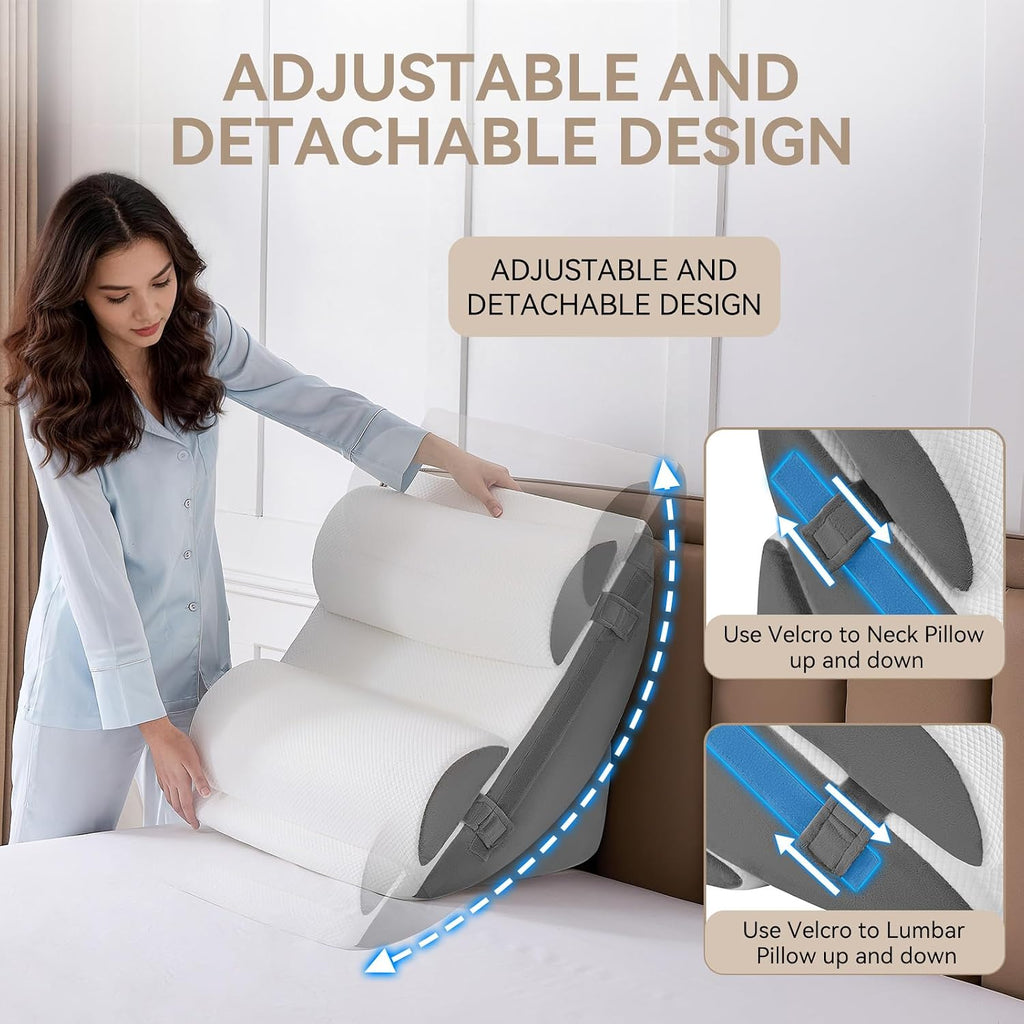 Yojoker 9PCS Orthopedic Bed Wedge Pillow Set for Sleeping, Back and Leg, Post Surgery Foam Pillow for Body, Triangle Adjustable Support Pi…