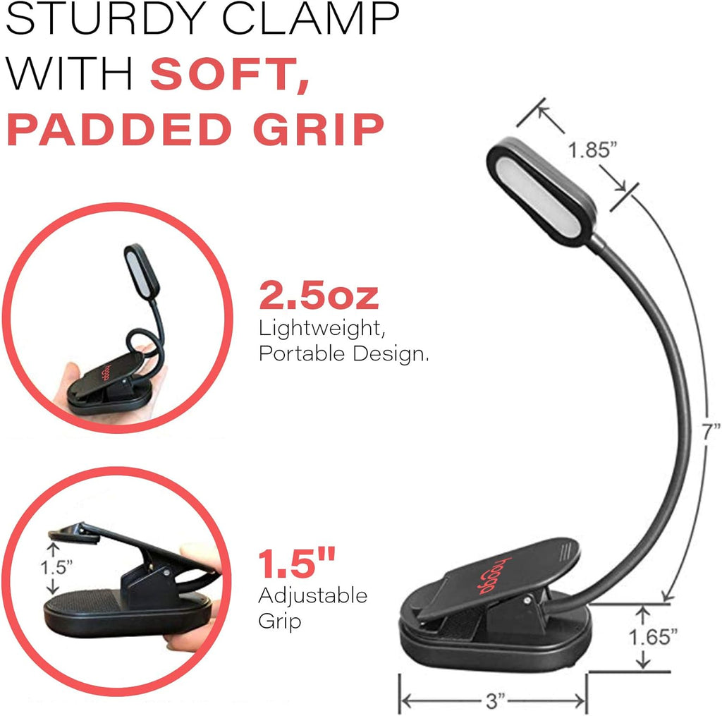 Hooga Amber Book Light, Rechargeable Clip-On Blue Light Blocking LED Reading Light, 1600K Warm Eye comfort for Bed, Students, Kids…
