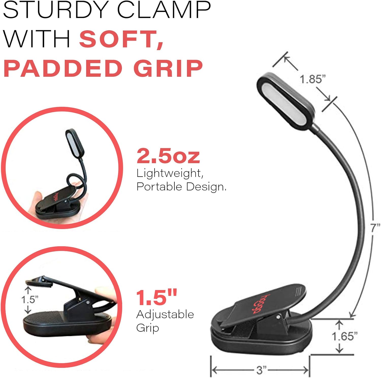 Hooga Amber Book Light, Rechargeable Clip-On Blue Light Blocking LED Reading Light, 1600K Warm Eye comfort for Bed, Students, Kids…