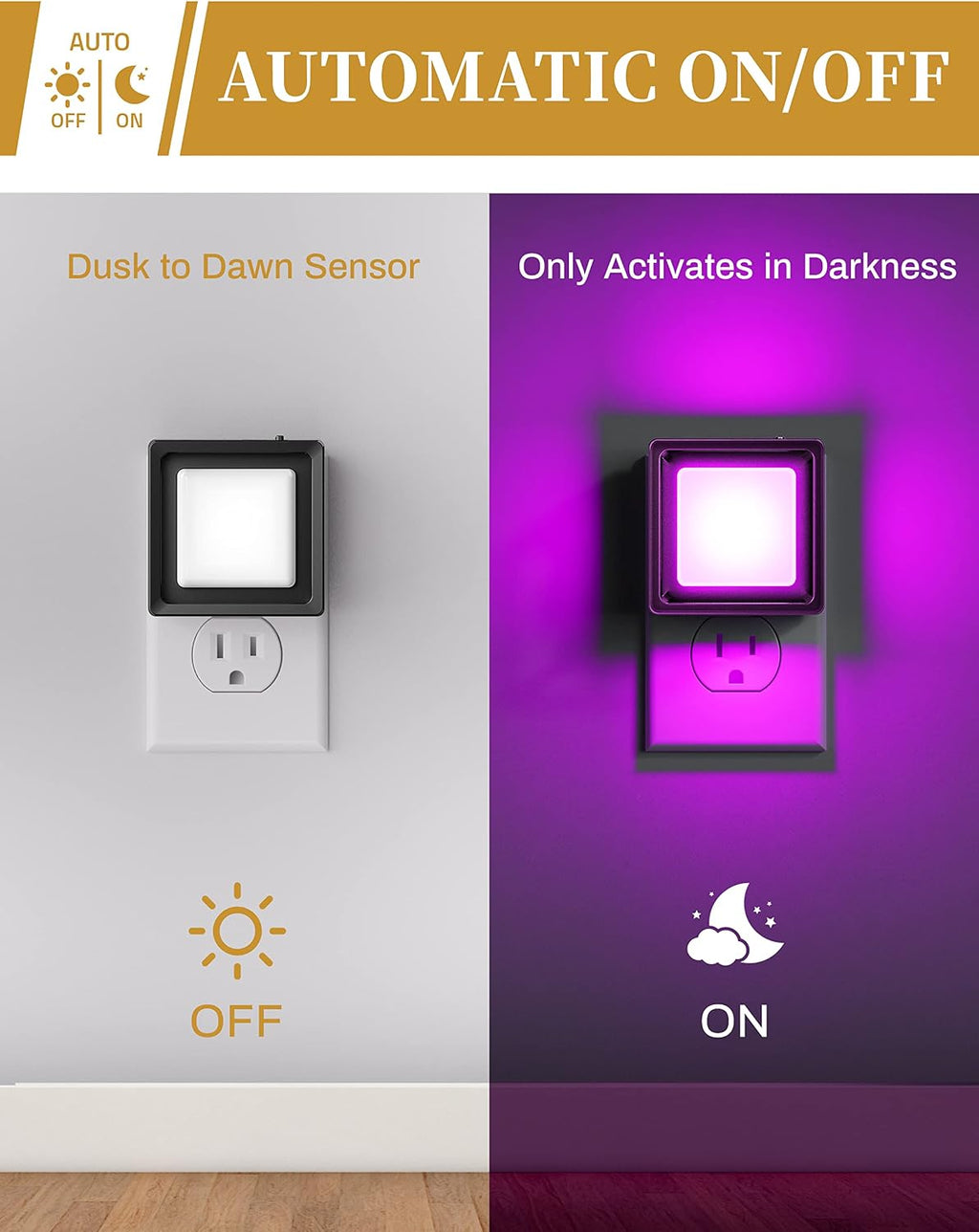 DORESshop Purple Night Light [2 Pack], Night Lights Plug Into Wall, Night Light Dusk to Dawn Sensor, LED NightLight Adjustable…