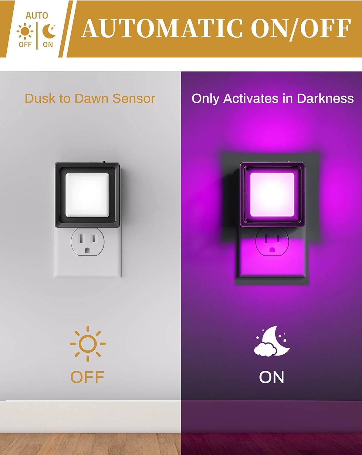 DORESshop Purple Night Light [2 Pack], Night Lights Plug Into Wall, Night Light Dusk to Dawn Sensor, LED NightLight Adjustable…