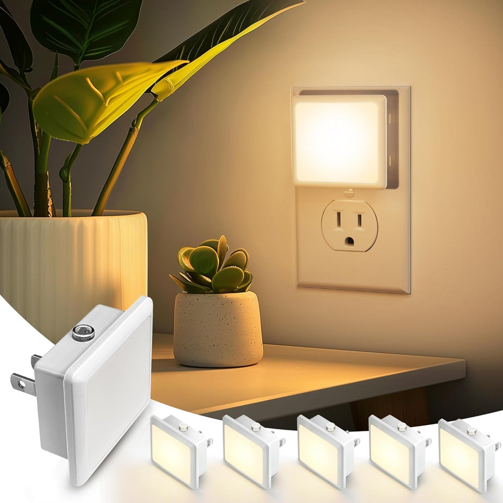 L LOHAS LED Night Light, Night Lights Plug into Wall, [6-Pack] Plug in Night Light, Dusk-to-Dawn Sensor, 3000K Soft White 0.3W Bright…