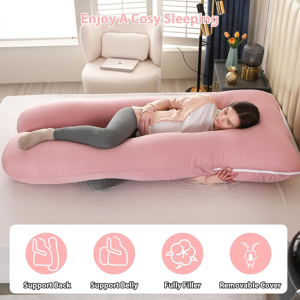 Amagoing Cooling Pregnancy Pillow for Sleeping, U Shaped Maternity Full Body Pillow for Women with Hip, Leg, Back Pain Support, Removable C…