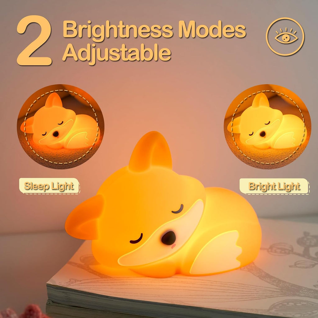 Atsuinightlight ATSUI Fox Night Light, LED Squishy Novelty Animal Lamp, Food Grade Silicone, 2 Level Dimmable, Nursery Nightlight for Desk…