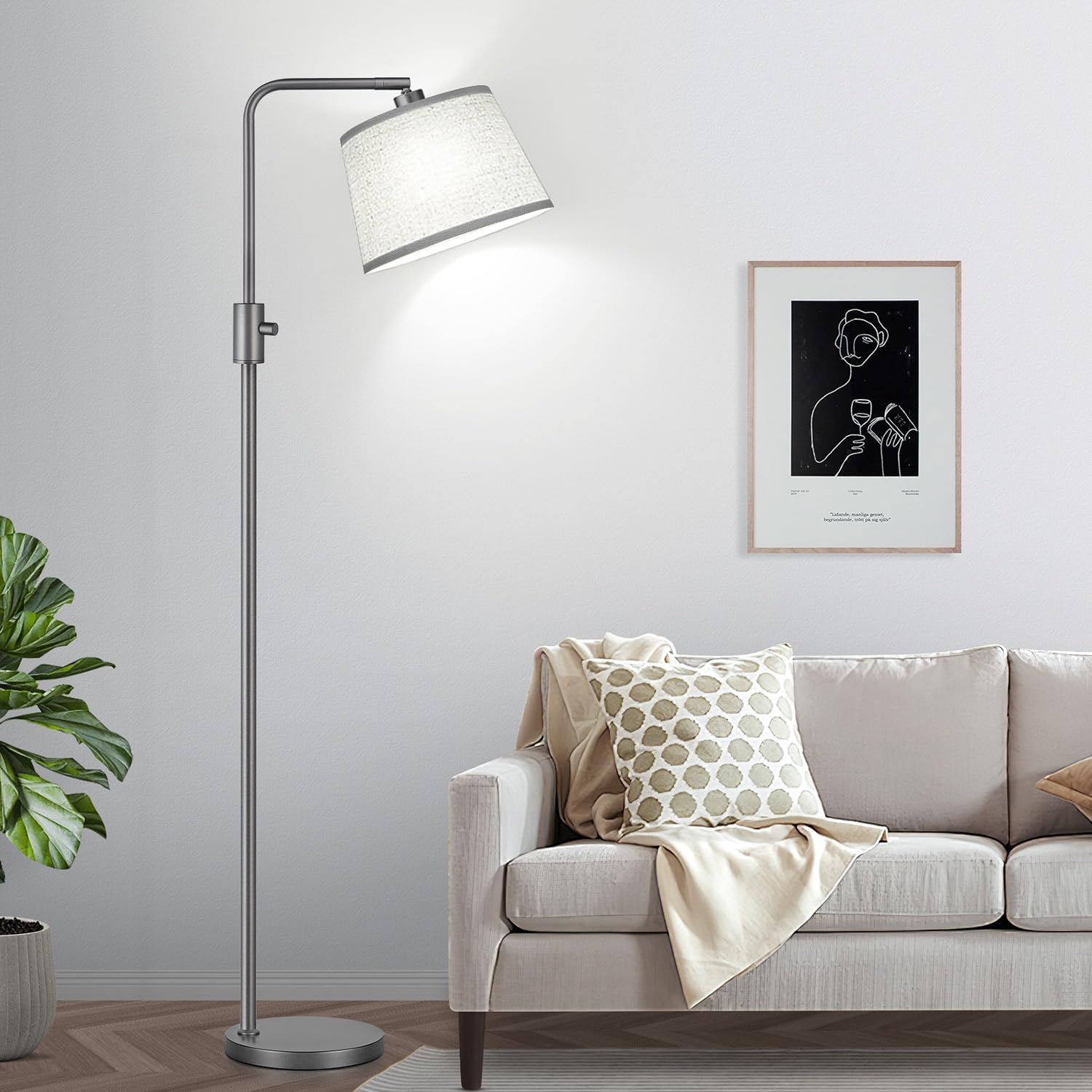 Upgraded】 Dimmable Floor Lamp, 1000 Lumens LED Edison Bulb Included, Arc Floor Lamps for Living Room Modern Standing Lamp with Linen…