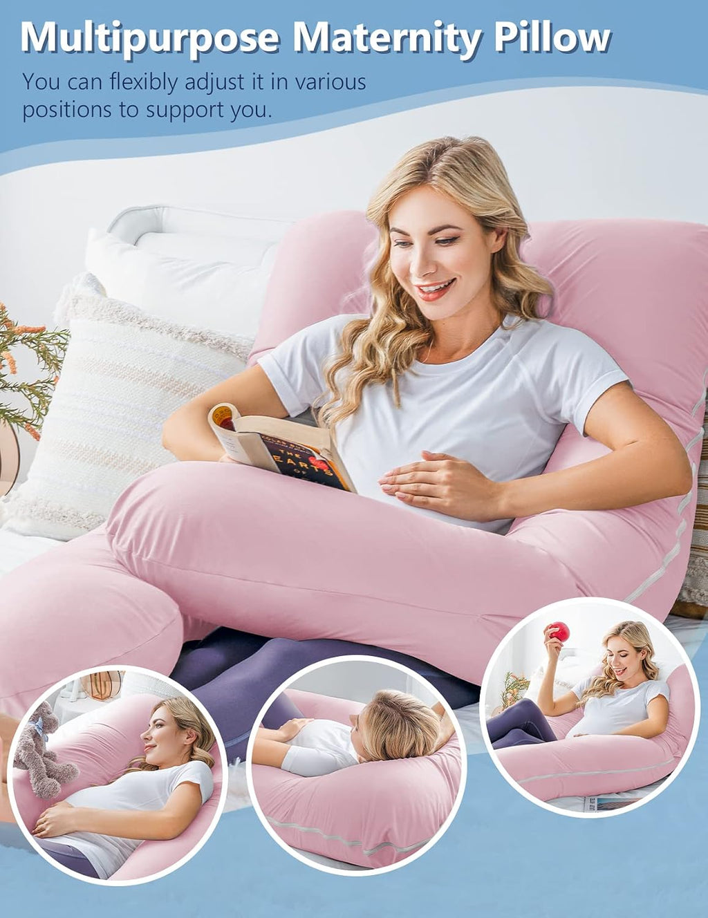 Meiz Pregnancy Pillows, Pregnancy Pillows for Sleeping, Pregnancy Body Pillow Cooling, Maternity Pillow for Pregnant Woman with Cooling Jer…