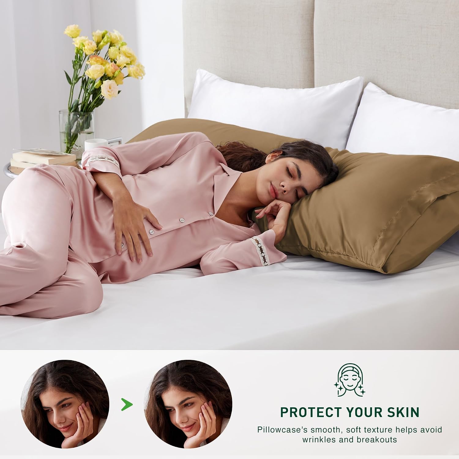 Lovescabin Love's cabin Satin Body Pillowcase 20x54, Cooling Pillow Cover for Hair and Skin, Silky Smooth with Envelope Closure, Similar to…