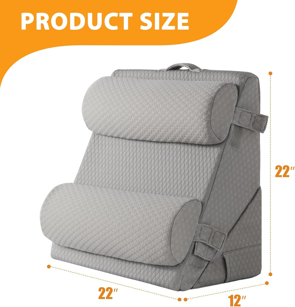 Ruqmuis 4PCS Wedge Pillow Set for After Surgery, Adjustable 9&12 Inch Bed Wedge Pillow for Sleeping, Incline Pillow Wedge for Headboard, Po…