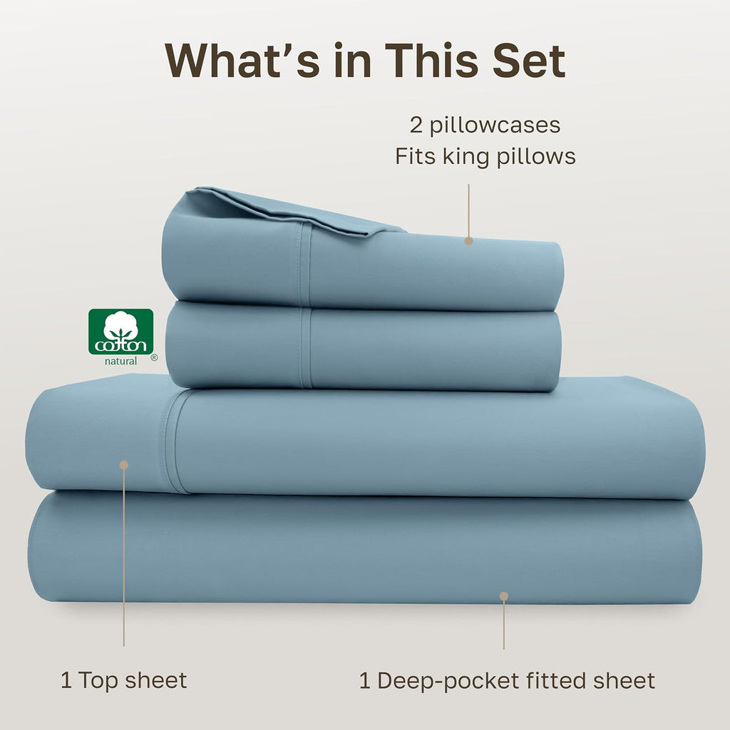 CaliforniaDesignDen California Design Den Soft 100% Cotton Bed Sheets King Size Set, 400 Thread Count Good Housekeeping Award Winner, Silky…