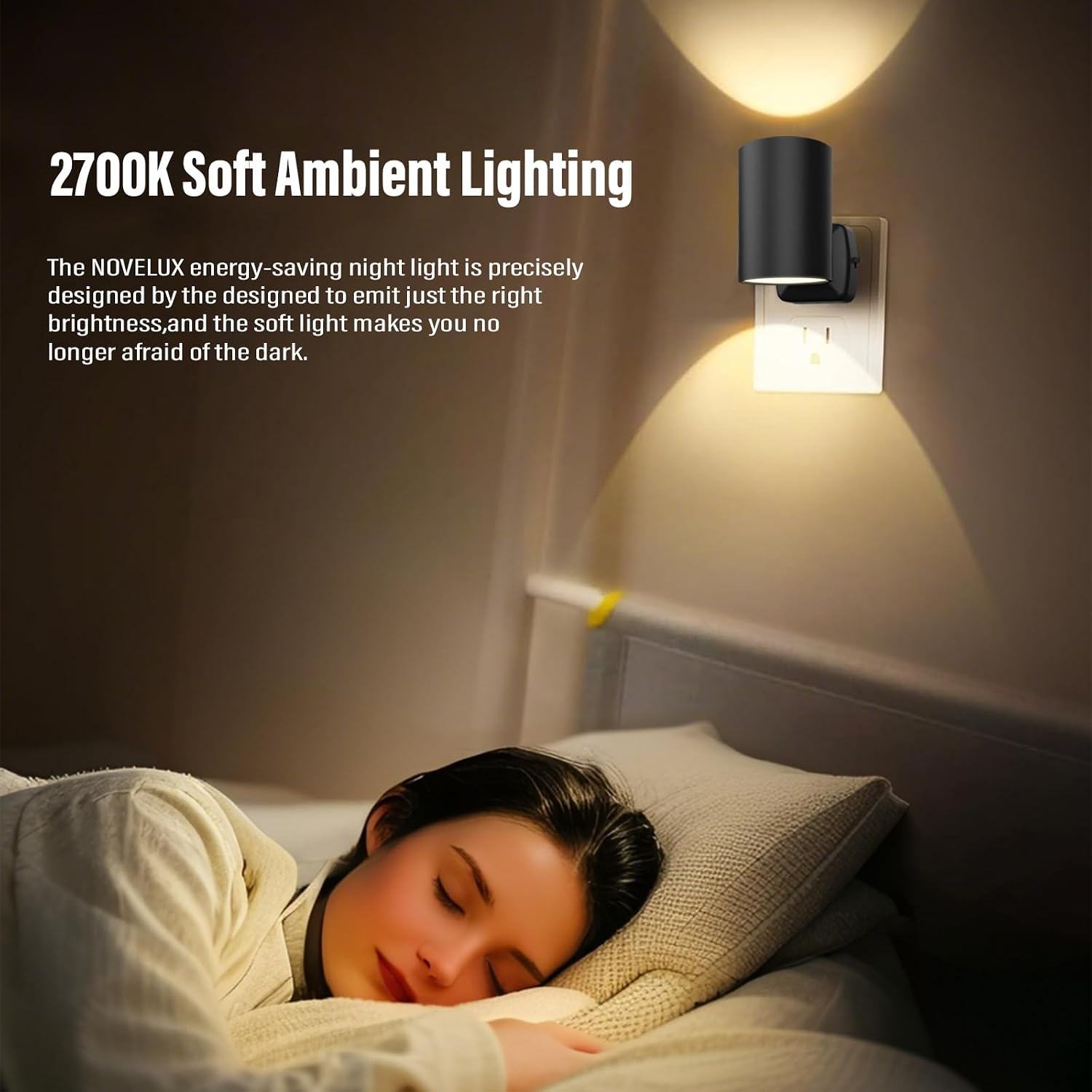 ETL Certified 2700K Night Lights Plug into Wall, Modern Plug in Night Light, Dusk to Dawn Light Sensor Nightlight, Warm White, Adjustable…