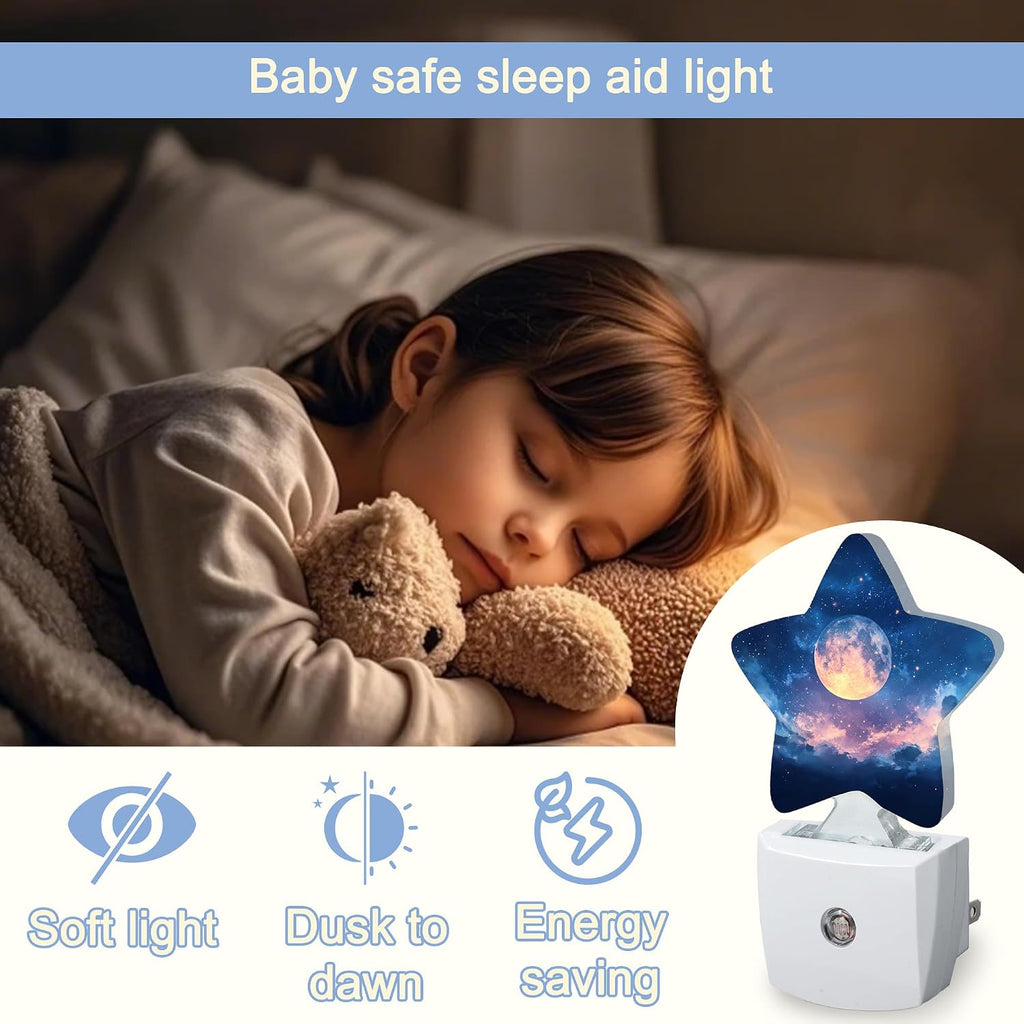Snowmolle Full Moon Nightlight, Starry Sky Forest Star Night Lights Plug into Wall Decorations for Bedroom Bathroom, Dusk to Dawn Sensor Kitc…