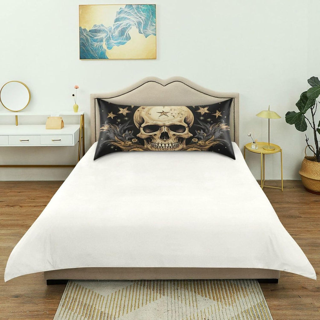 YETTASBIN Skull Star Satin Pillowcase, Soft Breathable Silk Pillow Case with Envelope Closure for Hair and Skin, Queen Size 30 x 20 Inch