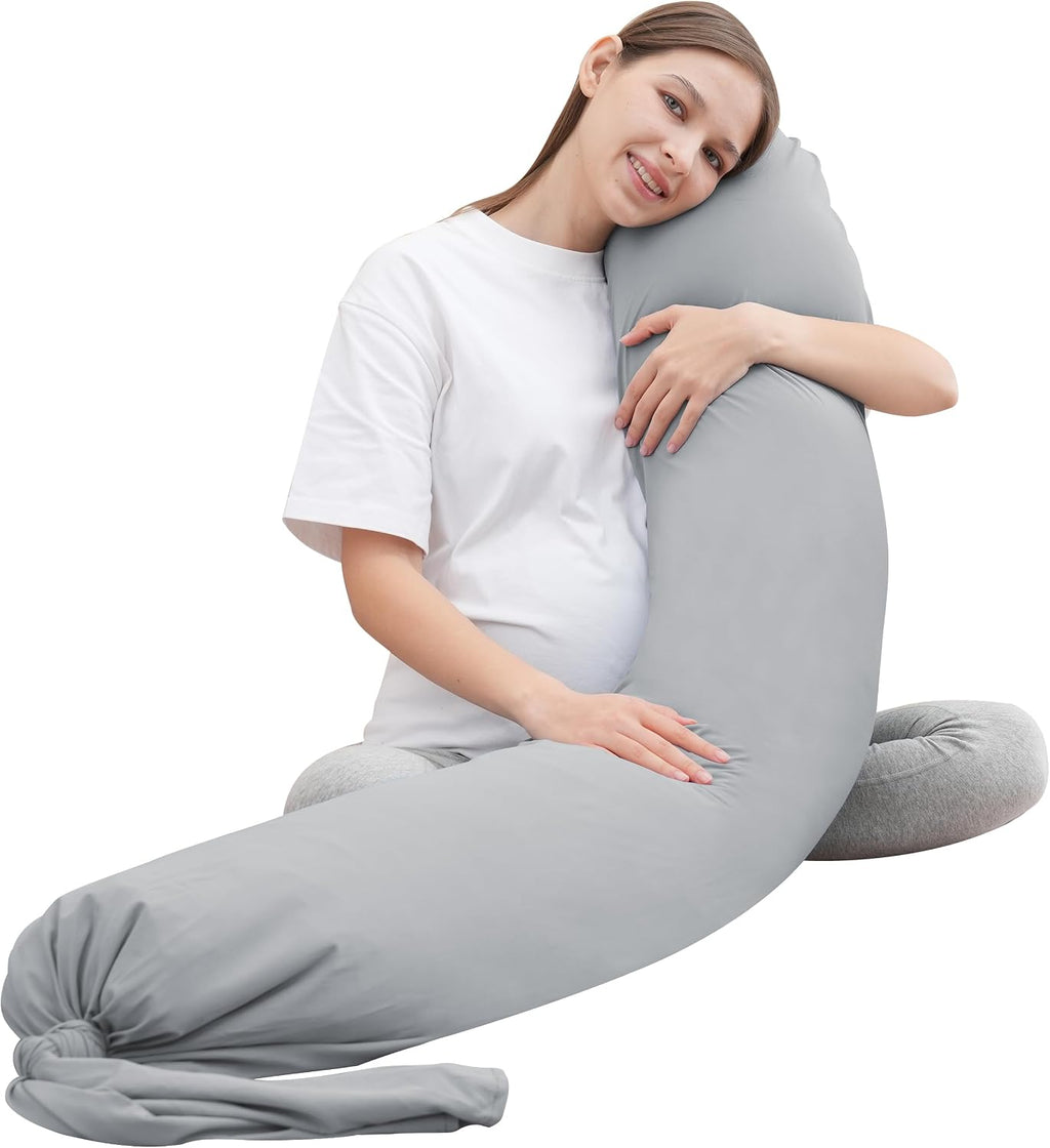 Moonpark MOON PARK Pregnancy Pillow - Incredibly Smooth and Soft Cooling Cover I Shaped Full Body Maternity Pillow with Removable Cover - S…