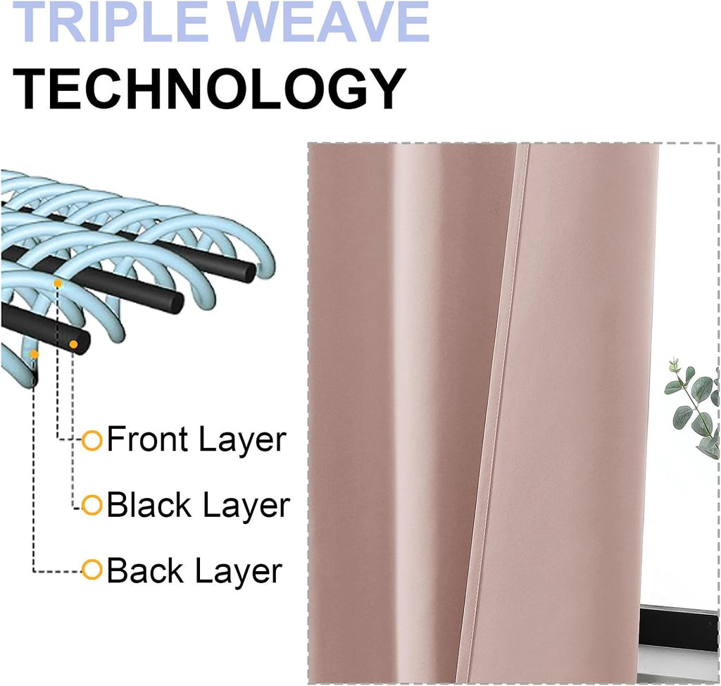 Simplebrand Ava Blush Blackout Curtains for Bedroom 96 Inches Long 2 Panels, Solid Thermal Insulated, Energy Saving Nursery Window Treatmen…