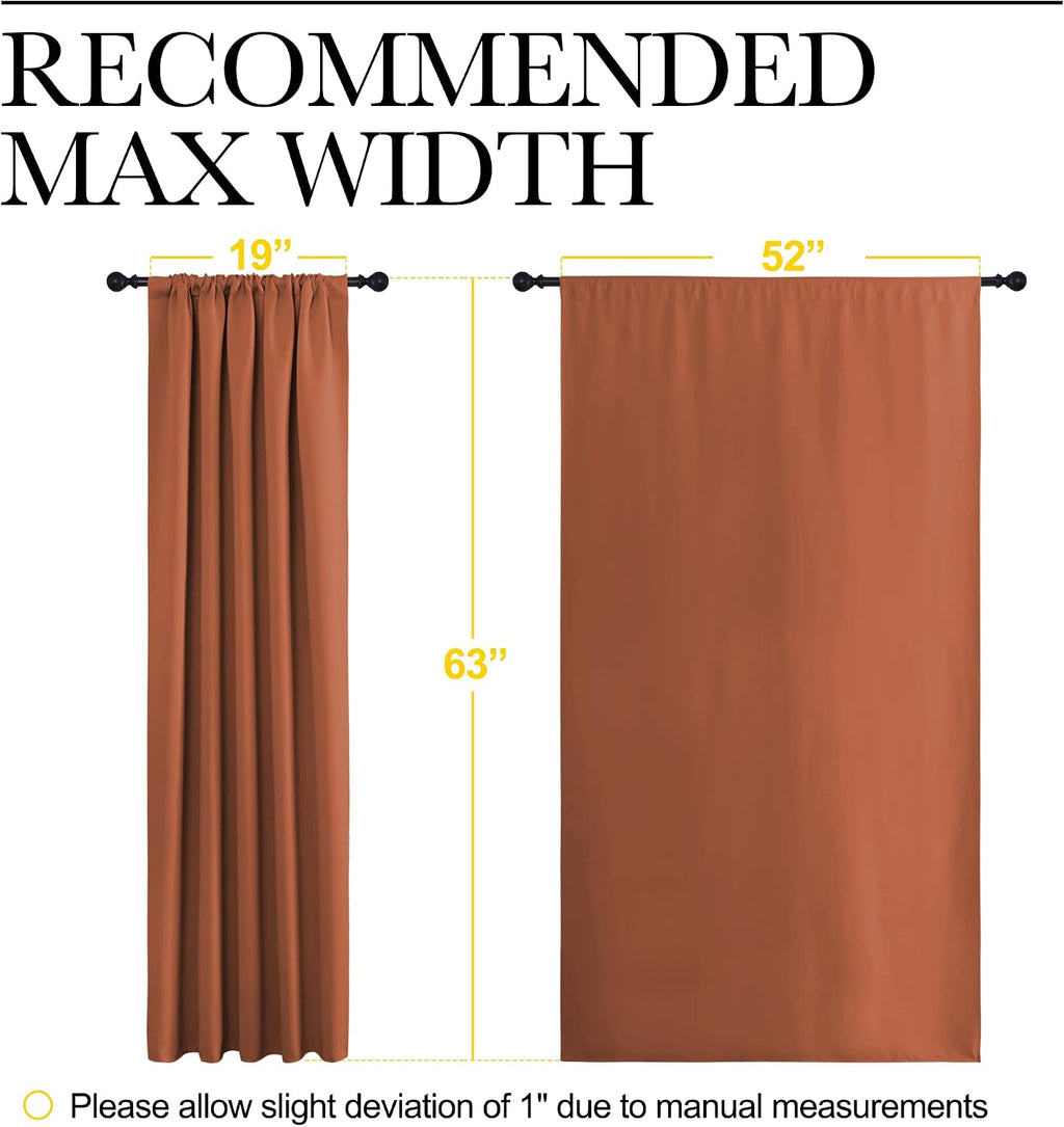 NICETOWN Blackout Curtains and Drapes - Thermal Insulated Solid Rod Pocket Blackout Draperies/Panels (Burnt Orange, 1 Pair, 52 by 63 inches)