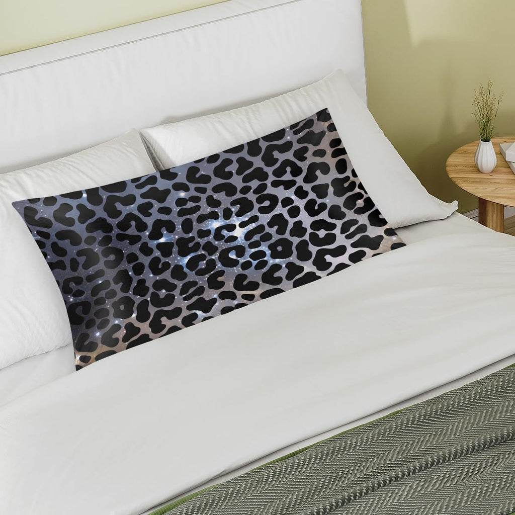 Galaxy Black Skin Leopard Satin Silk Pillowcase for Hair and Skin Pillow Cases King Size Soft Silk Pillow Case with Envelope Closure…