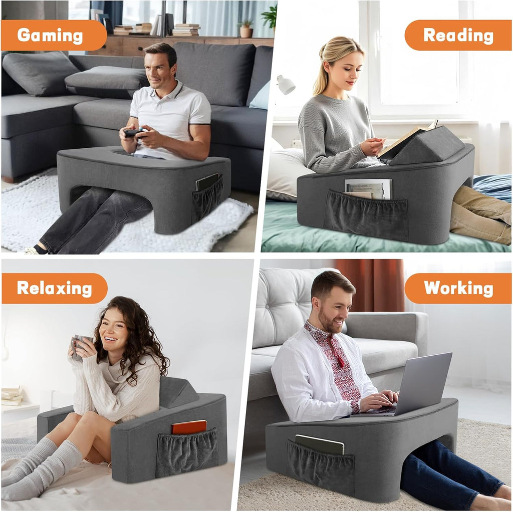 TranquilRelax Reading Pillow for Sitting in Bed Adult Size, Back Pillow for Bed Sitting Up, Memory Foam Gaming Pillow, Lap Pillow with…