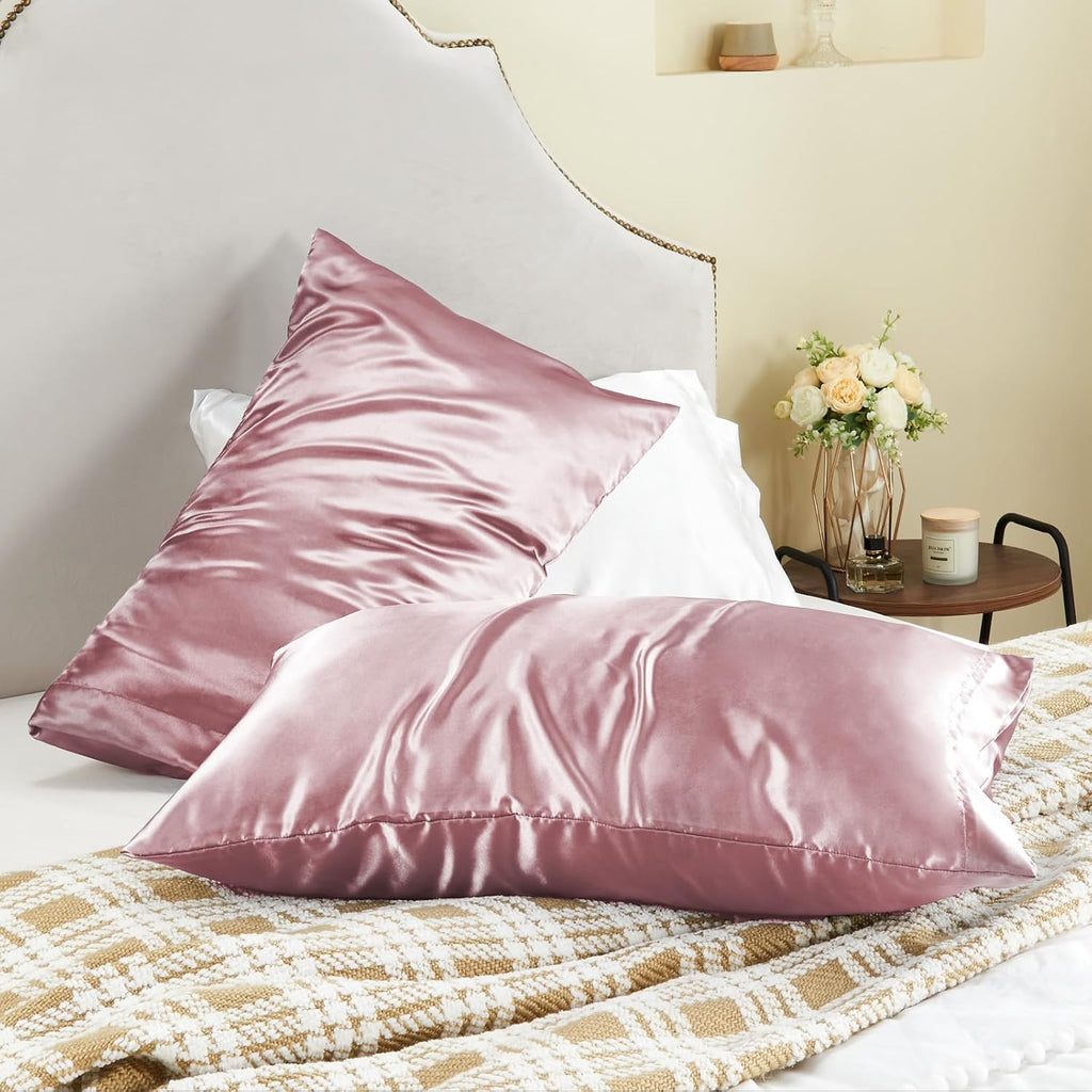 Bedelite Satin Pillowcase for Hair and Skin, Super Soft and Cooling Similar to Silk Pillow Cases 2 Pack with Envelope Closure, Gift for Wom…