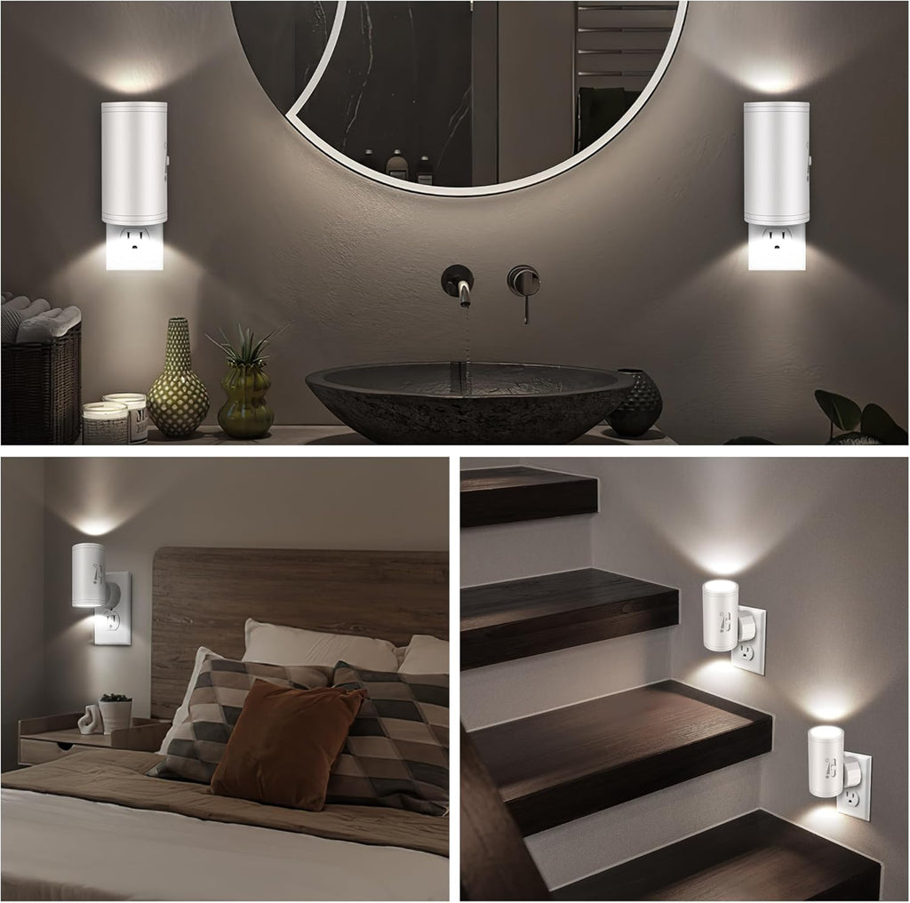 LED Night Lihgt Dimmable Plug into Wall, Night Lights Plug in, Cool White 4000K(0-300 LM), Light Sensor Dusk to Dawn Nightlight, for Hallway…