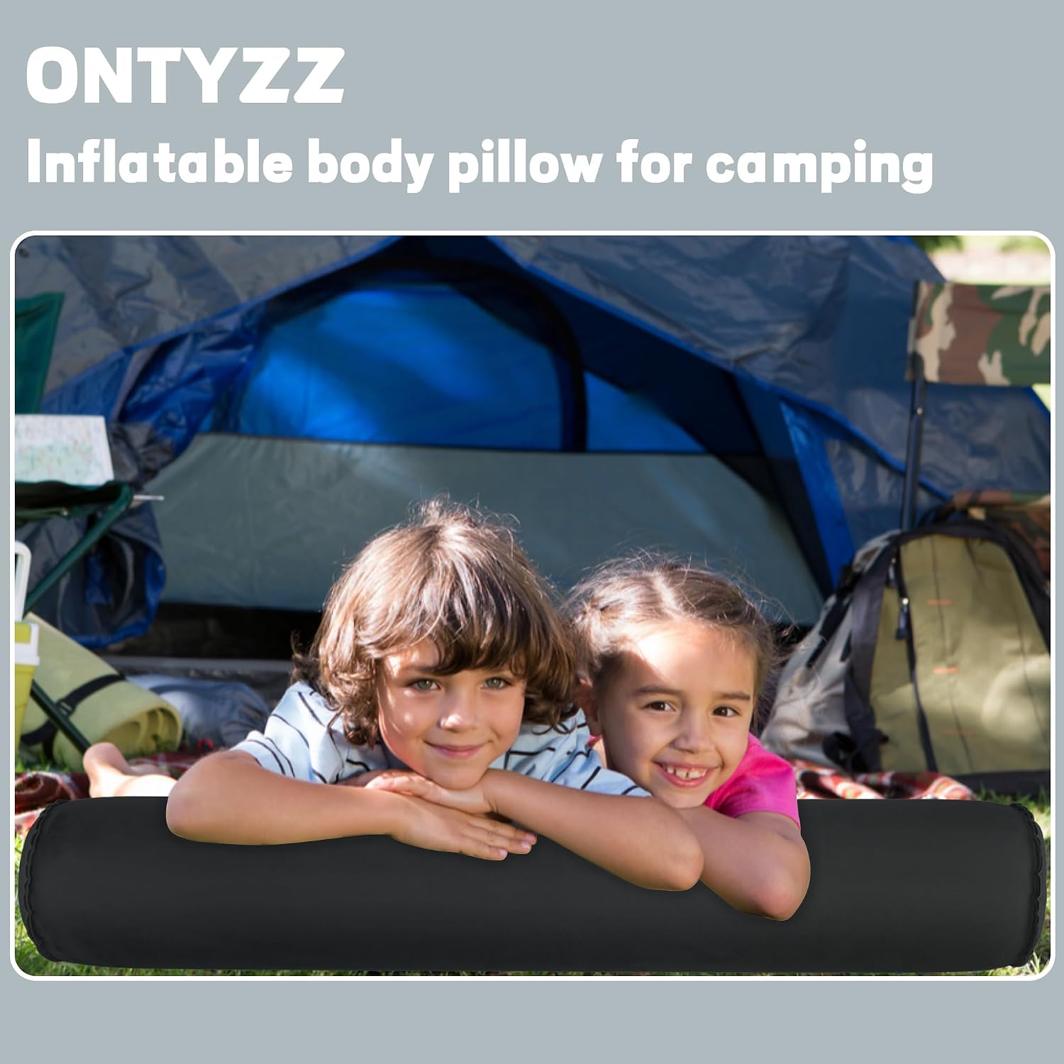 ONTYZZ Inflatable Long Body Pillow, Long Pillow for Bed, Oval Bolster Pillow for Good Sleeping and Back/Neck Support, 1pcs Black
