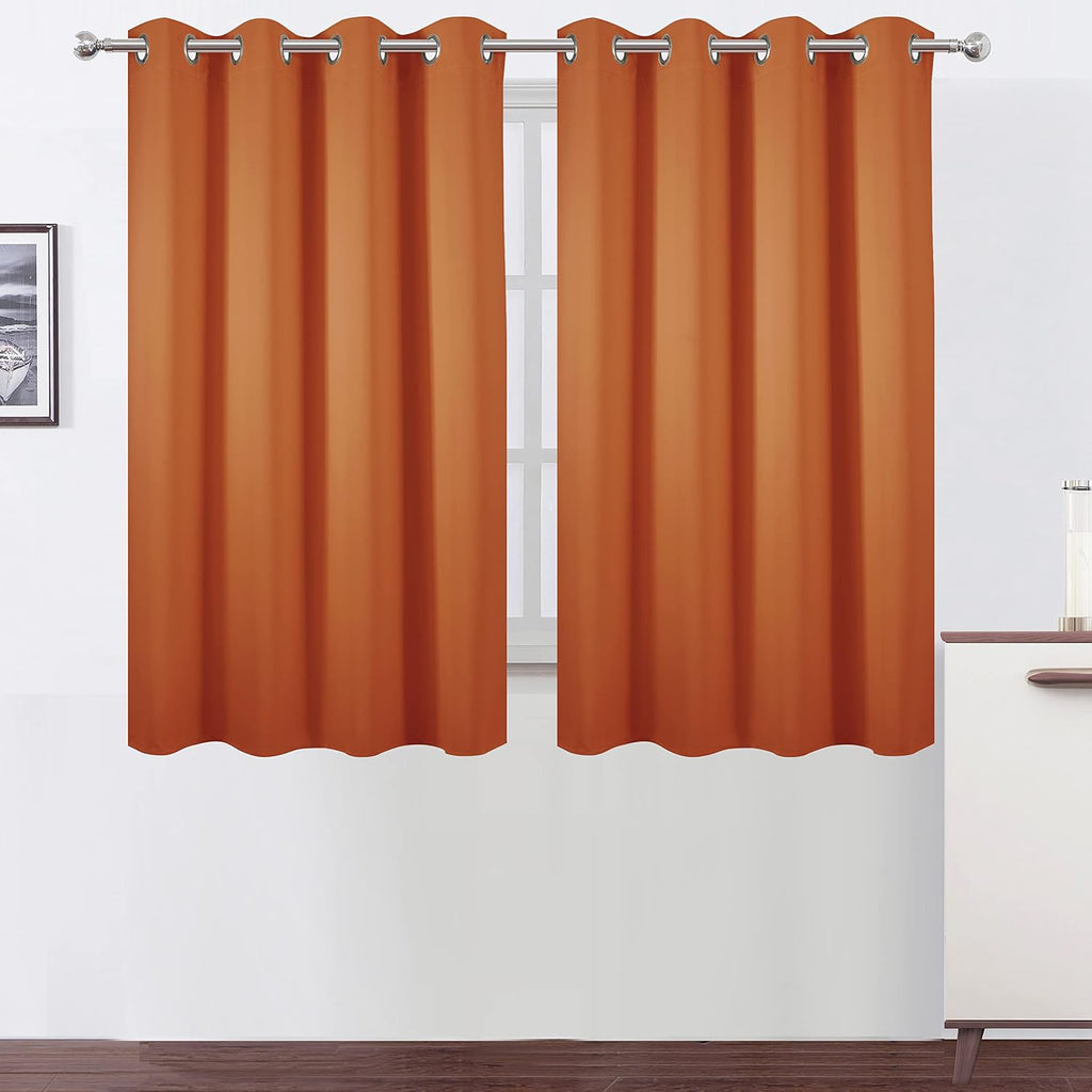 Lemomo Orange Blackout Curtains 52 x 54 Inch Length/Set of 2 Curtain Panels/Thermal Insulated Room Darkening Blackout Curtains for Bedroom…