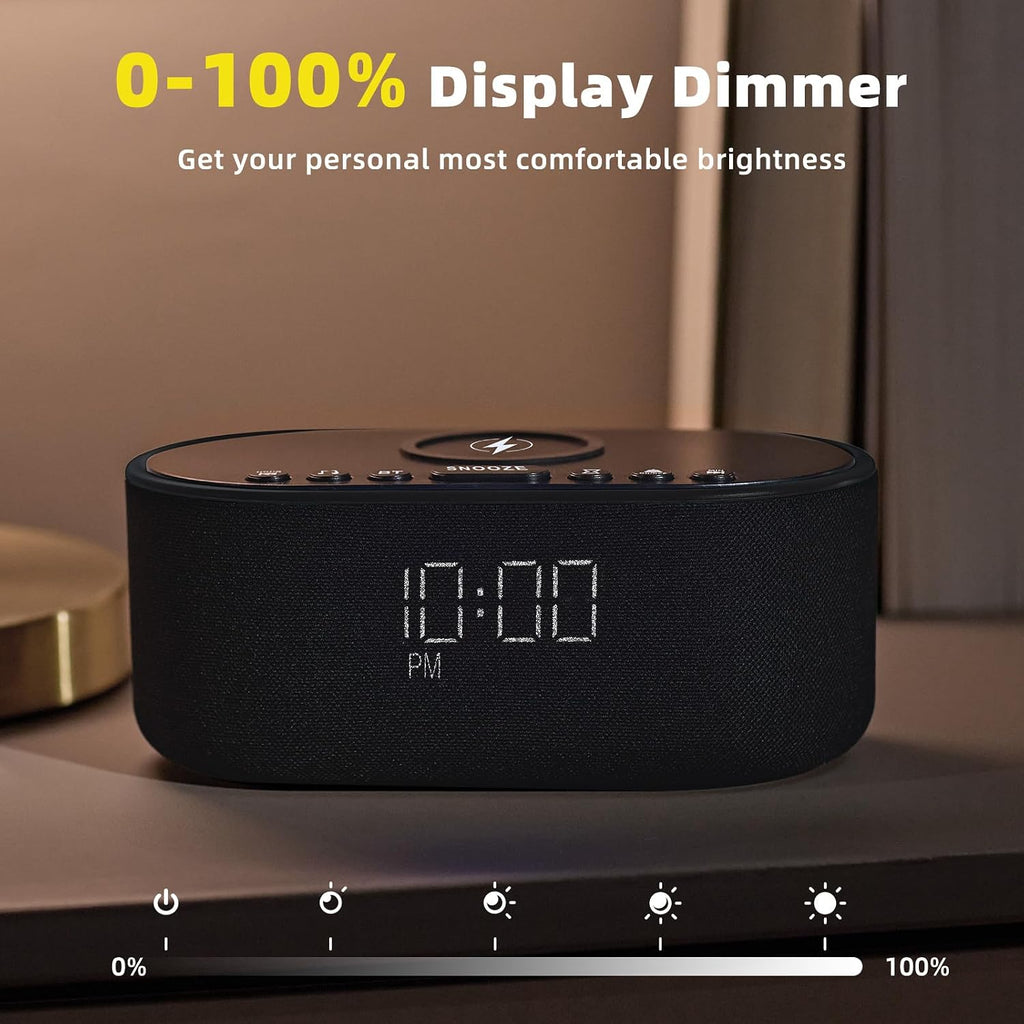 Odokee Sound Machine Alarm Clock for Bedrooms: Bluetooth 10W Stereo Sound Speaker with Wireless Charging - White Noise Machine for Sleeping…
