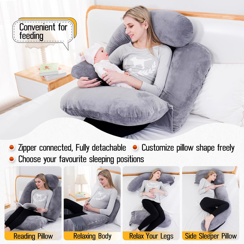 Shredded Memory Foam Body Pillow, Pregnancy Pillows for Sleeping, Maternity Pillow for Pregnant Women, Memory Foam Filling U Shaped Body…