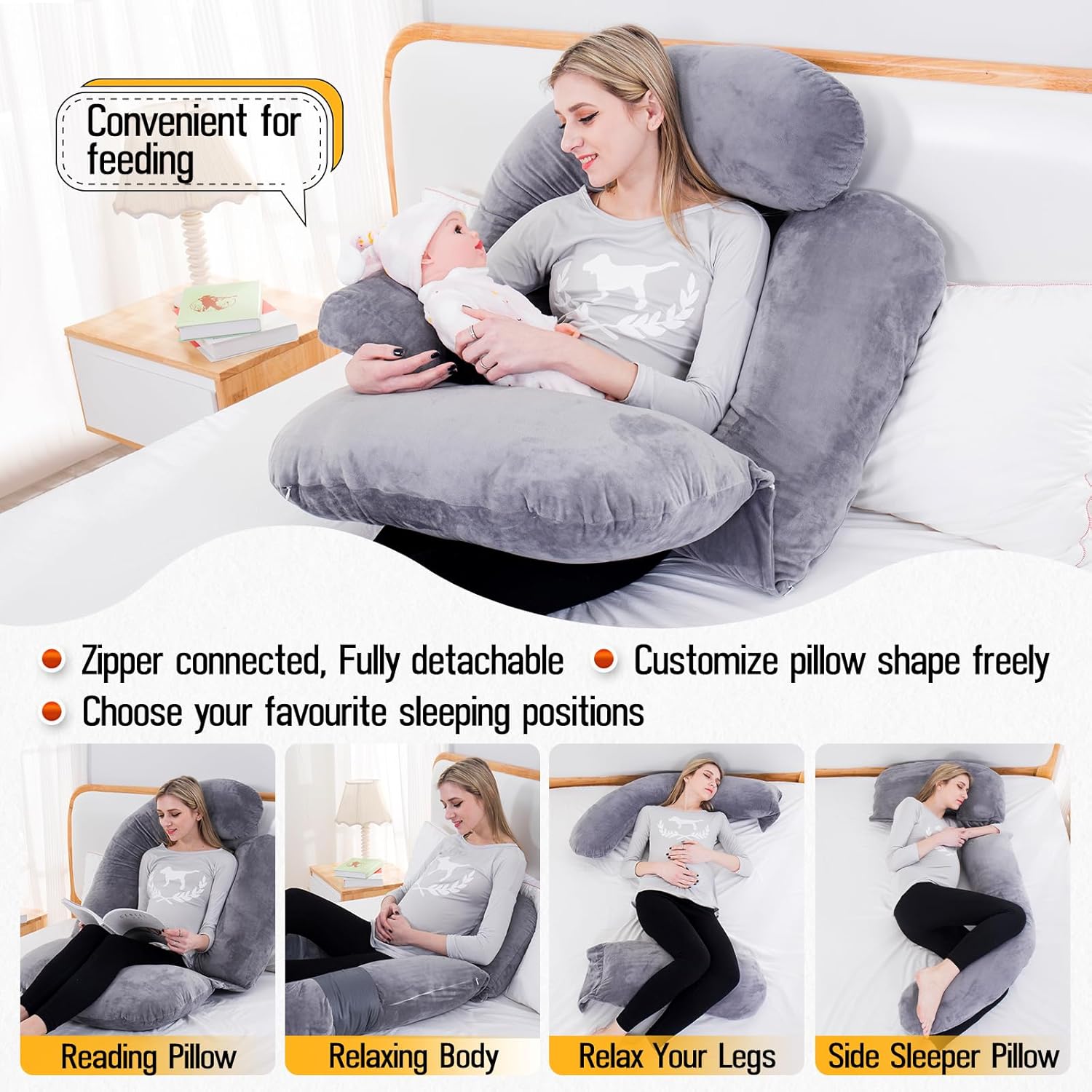Shredded Memory Foam Body Pillow, Pregnancy Pillows for Sleeping, Maternity Pillow for Pregnant Women, Memory Foam Filling U Shaped Body…