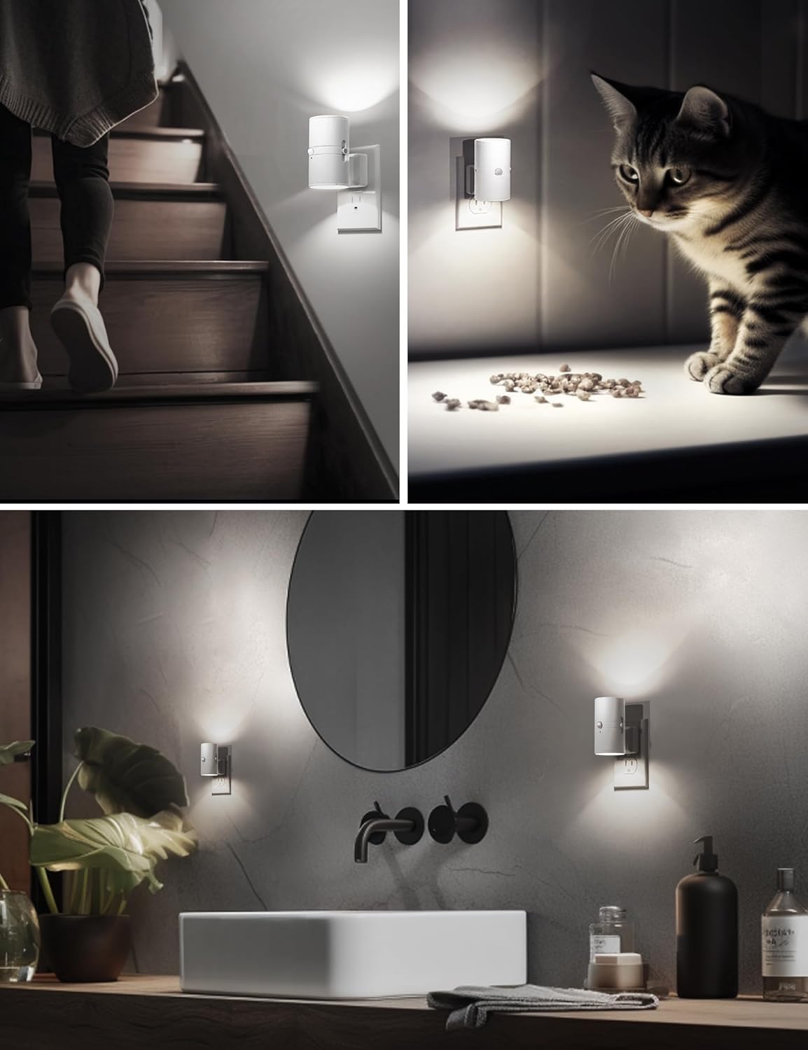 L LOHAS LED Motion Sensor Night Light, [2 Pack] Bright Night Light, 5000K Daylight White, Motion Activated Nightlight, Dimmable 0-100LM…