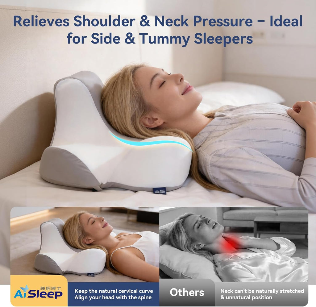AiSleep Reading Pillow for Bed, Leaning, Lying and Prone, Memory Foam Bed Wedge Pillow for Headboard, Ergonomic Bed Wedge Pillow for Sleepi…