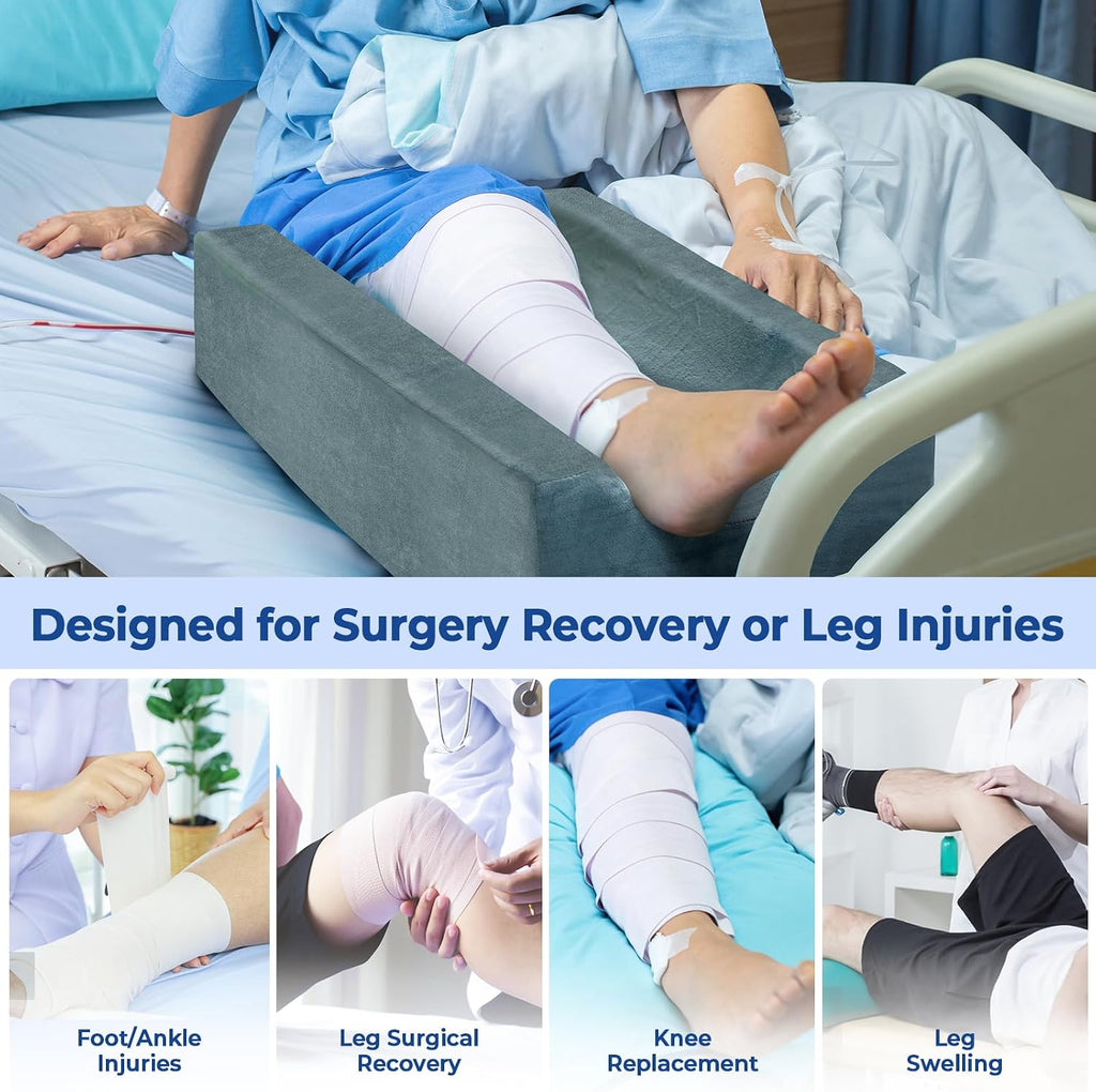 KingPavonini 4-Height Adjustable Leg Elevation Pillows for After Surgery with Ergonomic Curve, Memory Foam Wedge Pillow for Legs Swelling a…