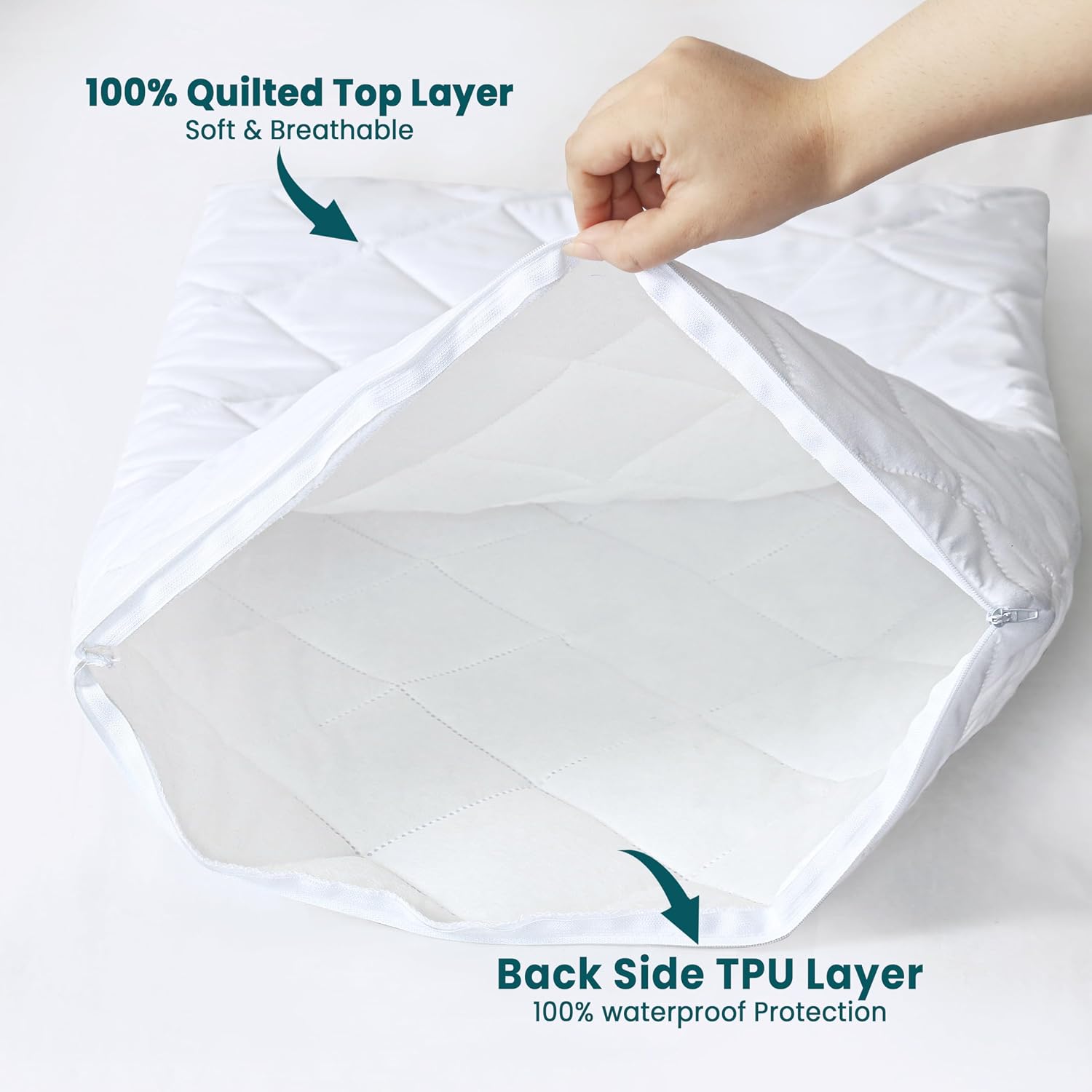 Cotton Passion COTTONPASSION Quilted Waterproof Pillow Protectors, Queen Size Pack of 2 Zippered Pillowcases, Breathable Protective Pillow…