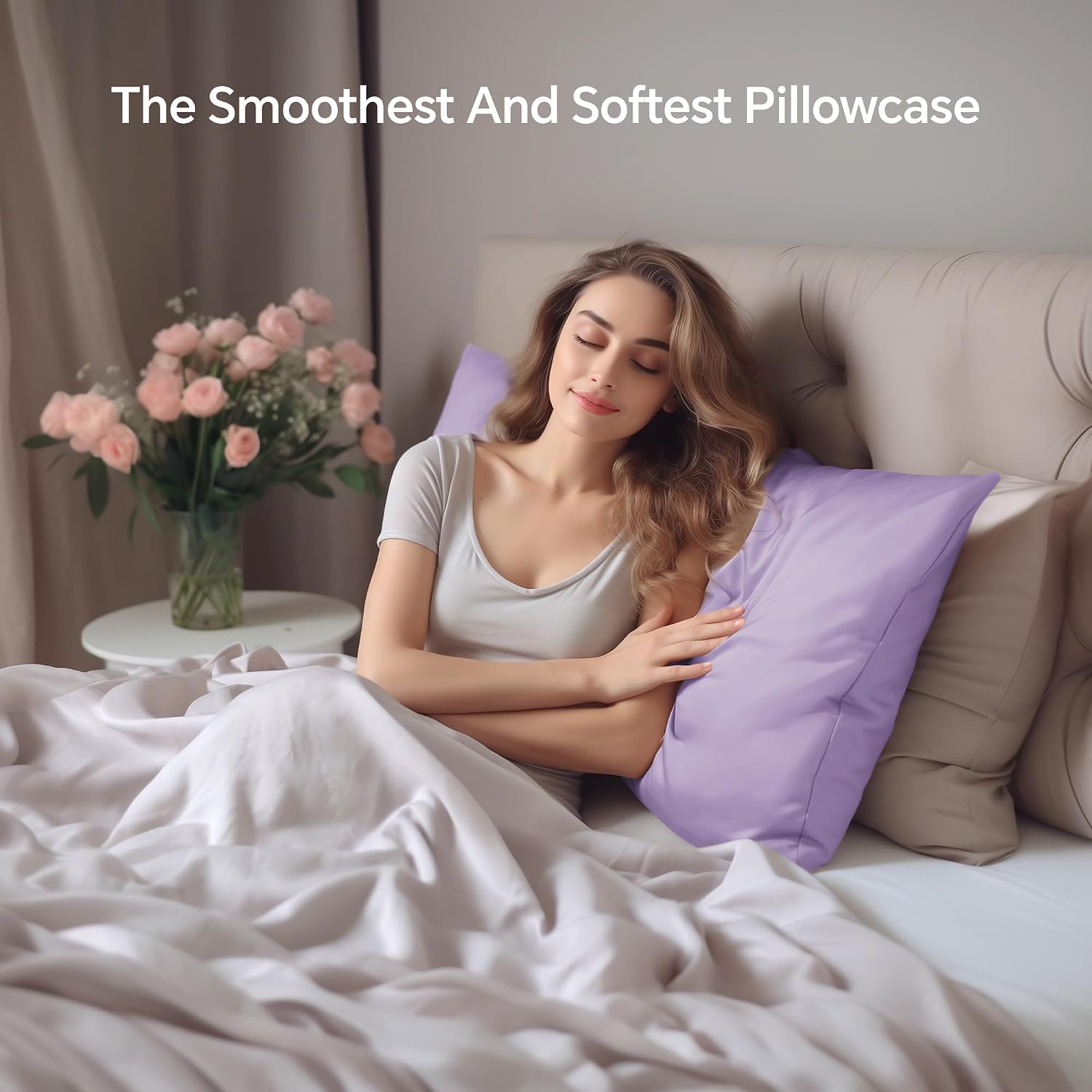 Infiixso Mulberry Silk Pillowcase for Hair and Skin, Silk Pillow Cases Queen Size Set of 2 with Hidden Zipper 20"x30", Ultra Smooth and Sof…