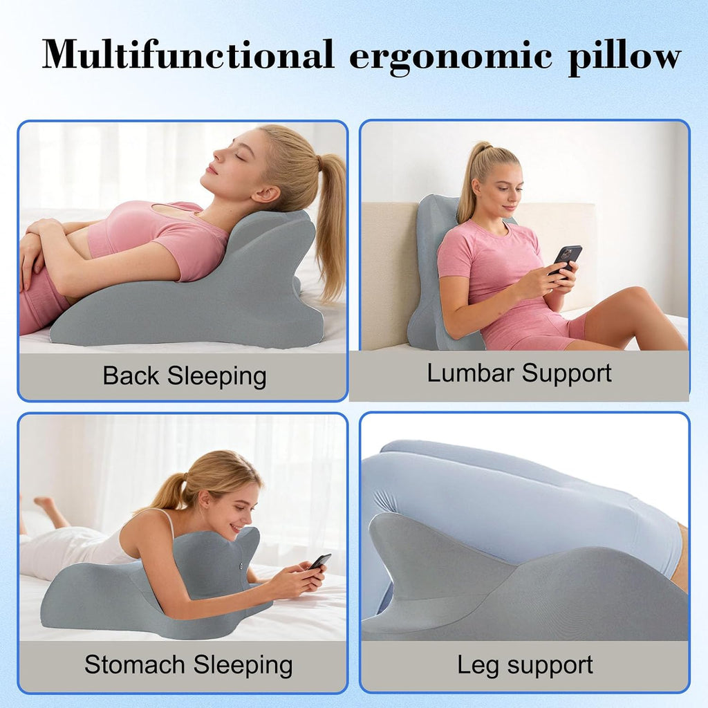 Oversized 27-Degree Couples Pillow - 5-in-1 Memory Foam Wedge for Neck Alignment, Zoned Support for Arm & Shoulder, Phone Reading, Leg…