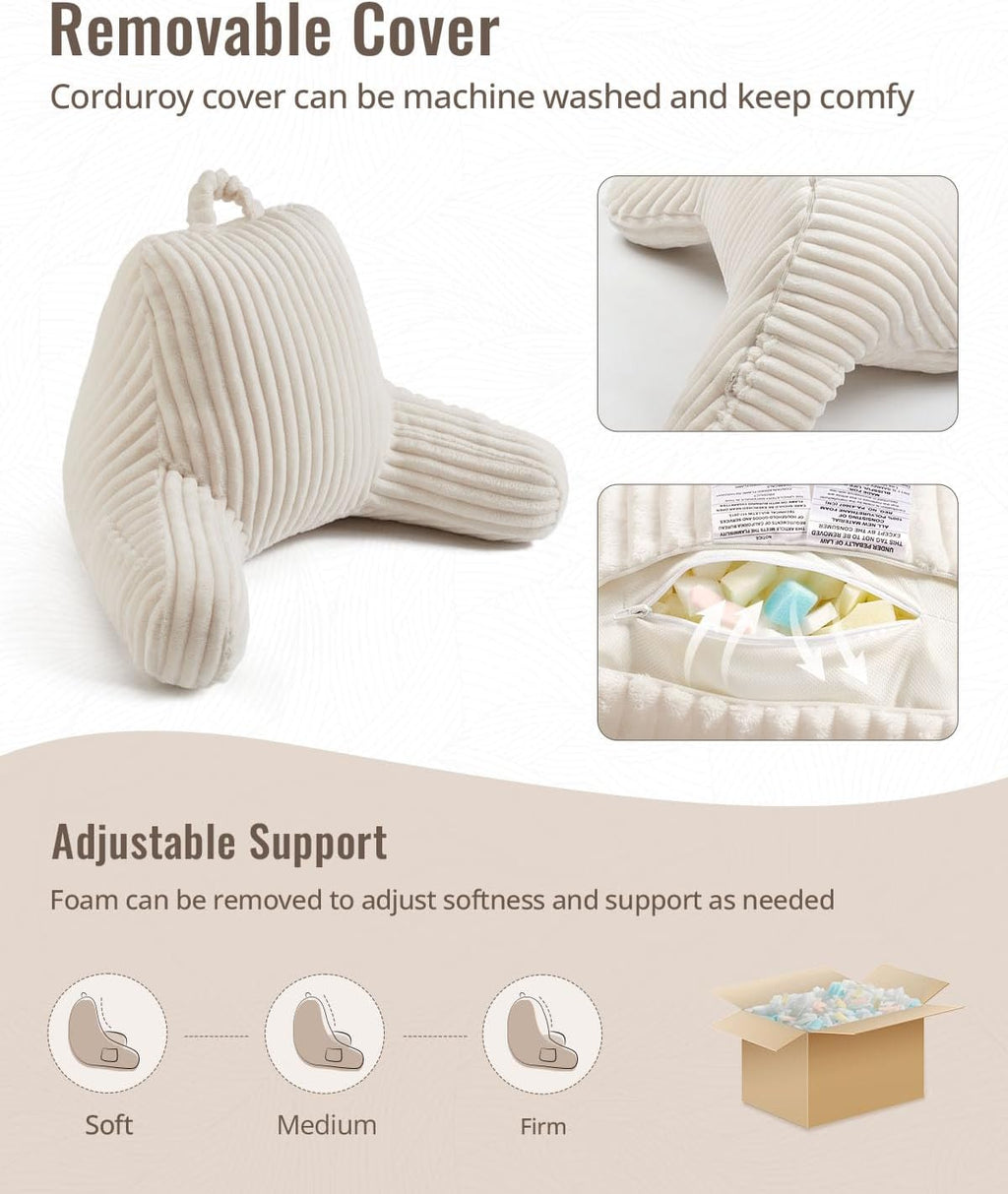 BlissfulDiary Blissful Diary Reading Pillow for Sitting in Bed, Flannel Back Pillow Bed Sitting Up for Adult & Children, Backrest Cushion f…