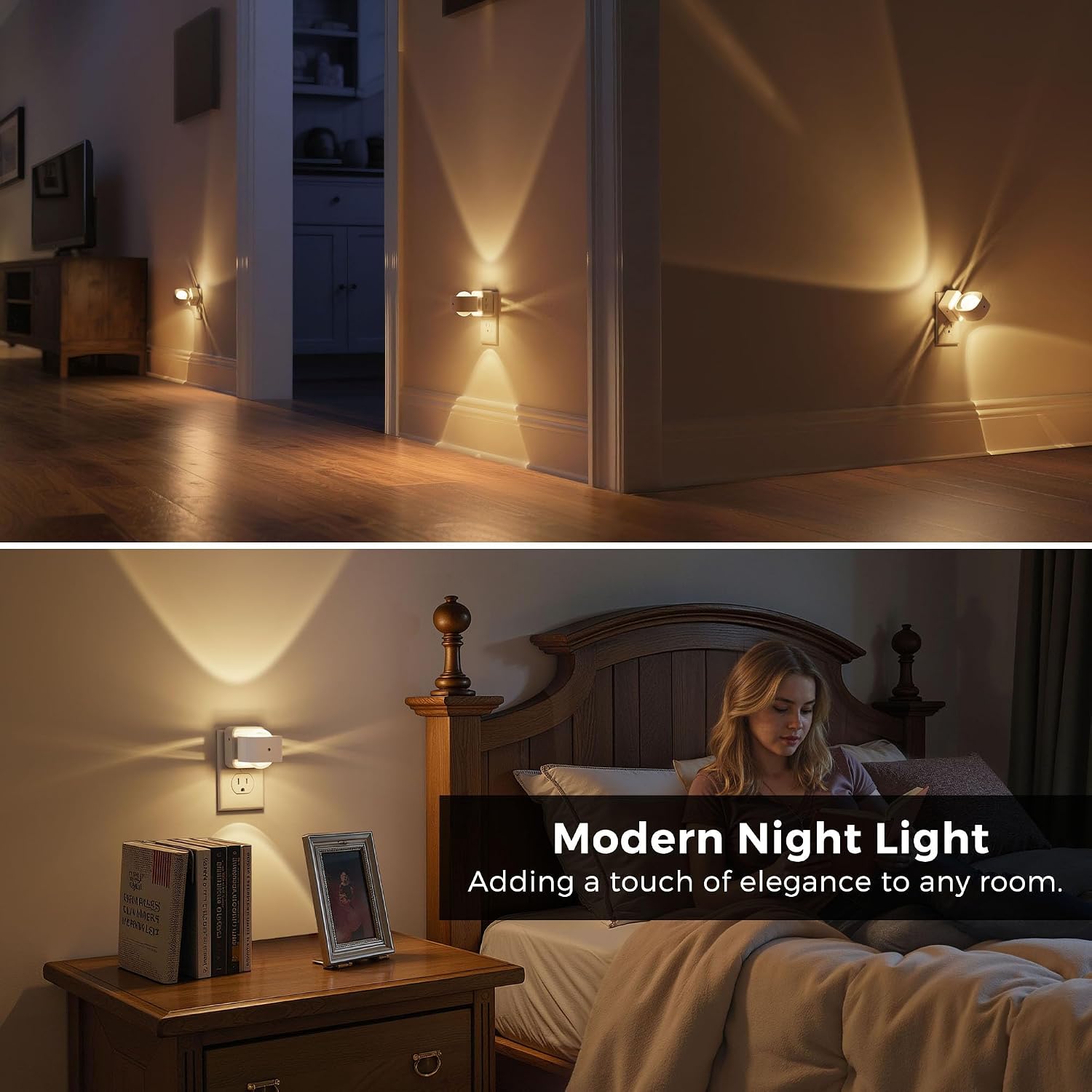 L LOHAS LED Night Lights Plug into Wall, Night Light Projector, Dusk to Dawn Sensor, Rotating White Nightlight for Kids, Soft White…