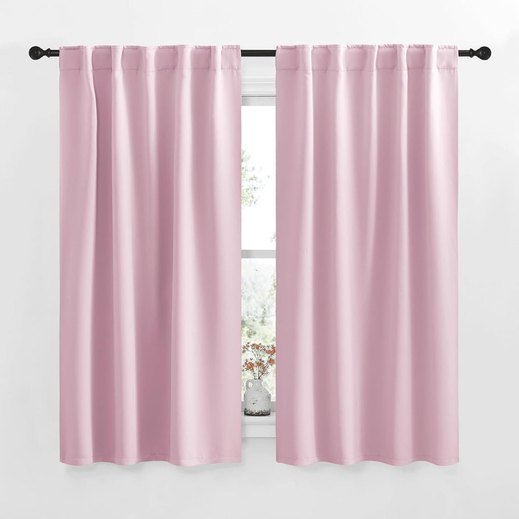 NICETOWN Blackout Curtain Panels for Living Room - (Baby Pink Color) 42x63 Inch, 2 Panels Set, Thermal Insulated Room Darkening Blackout…