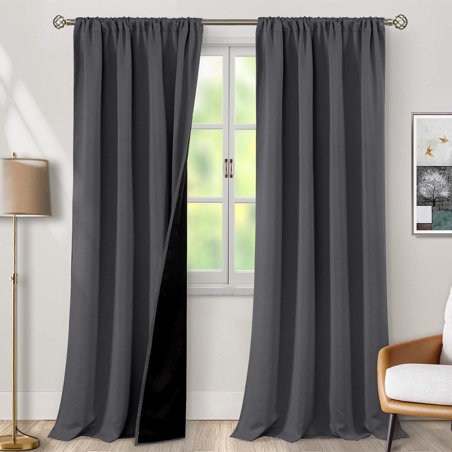 BGment Extra Long Blackout Curtains for Bedroom 2 Panels Set, Window Curtains for Living Room 108 Inch Long, Room Darkening Soundproof…