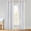 NICETOWN 100% Absolutely Blackout Linen Curtains with Thermal Insulated White Liner, White, 42 inches Wide, 90 inches Length Energy…