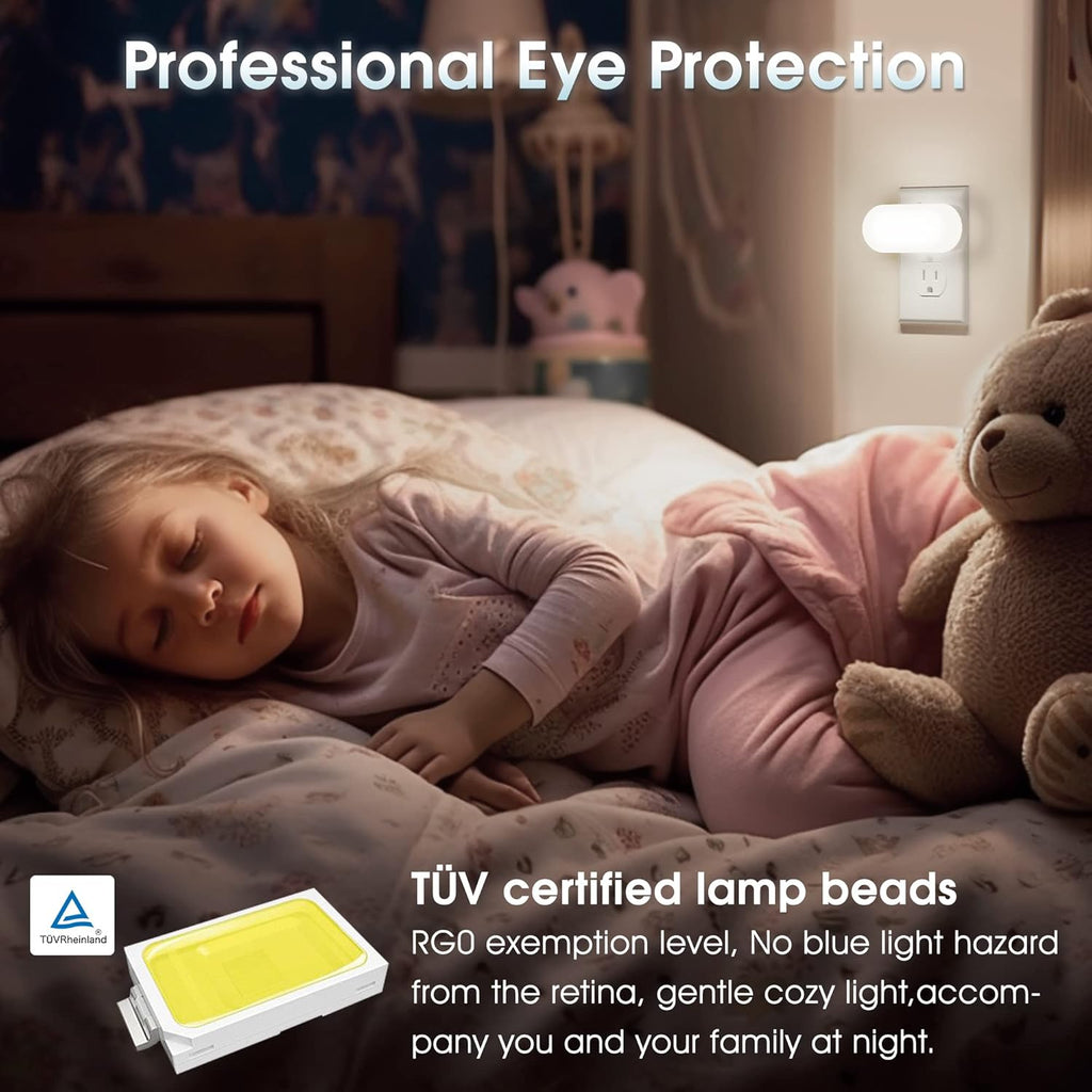 DORESshop Night Lights Plug into Wall Daylight White, Cute Dimmable Led Night Light, Dusk to Dawn Night Light 4 Packs for Kids Room…