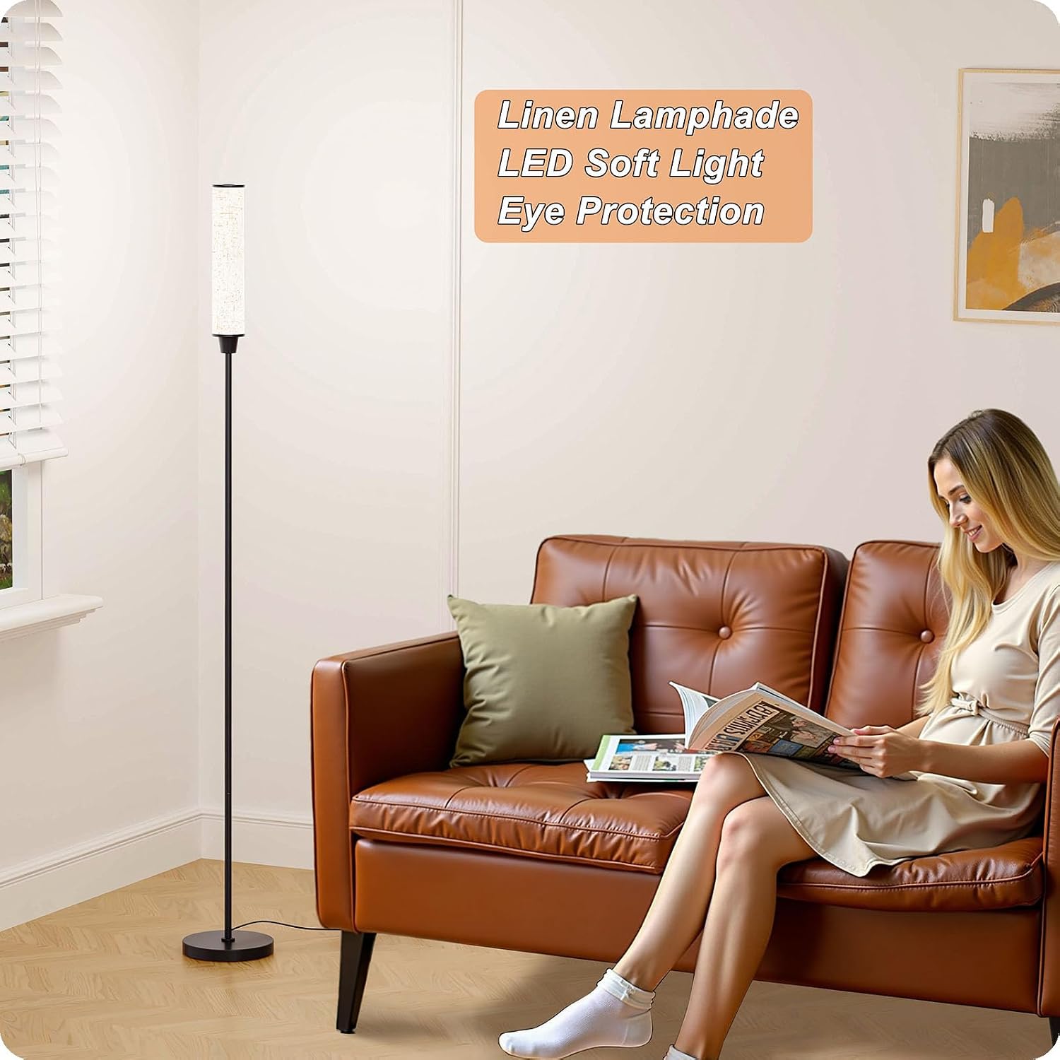 Nukanu Floor Lamp with Remote Control, Floor Lamps for Living Room/Bedroom/Office, Stepless Adjustable 3000K-6000K Colors and 10-100%…