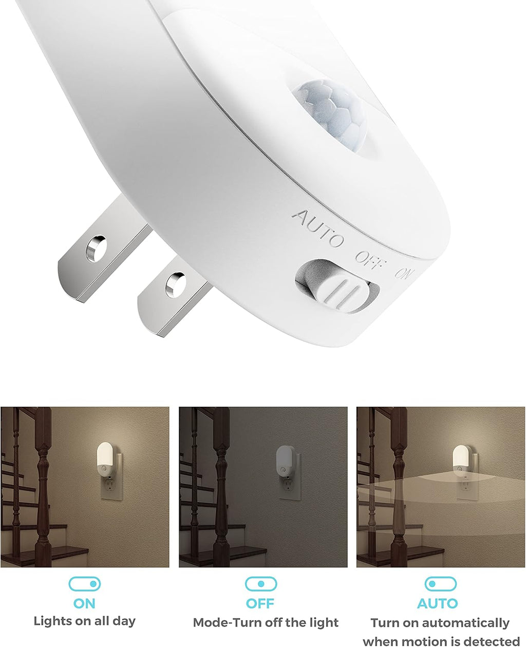 L LOHAS LED Motion Sensor Night Light Plug in, Motion Activated Night Light, 5000K Daylight White, Night Lights Plug Into Wall…