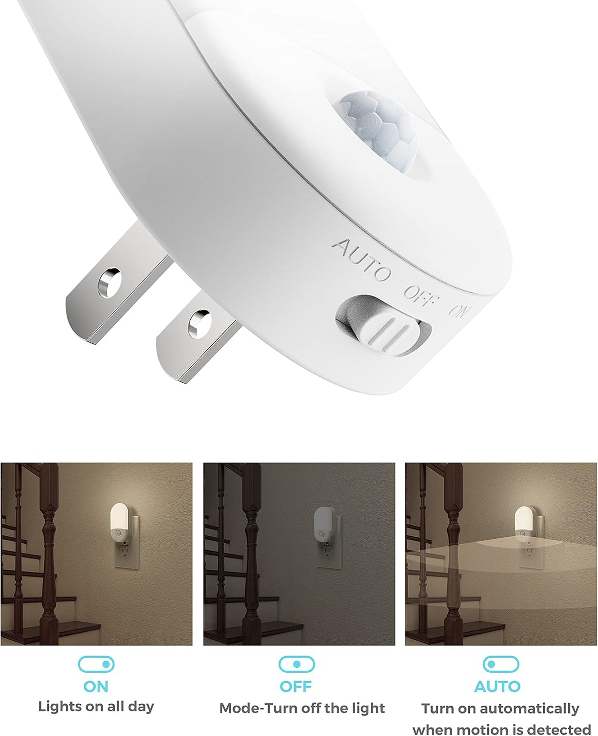 L LOHAS LED Motion Sensor Night Light, [2 Pack] Motion Activated Night Light, Daylight White, Adjustable Brightness, Motion Sensor Light…
