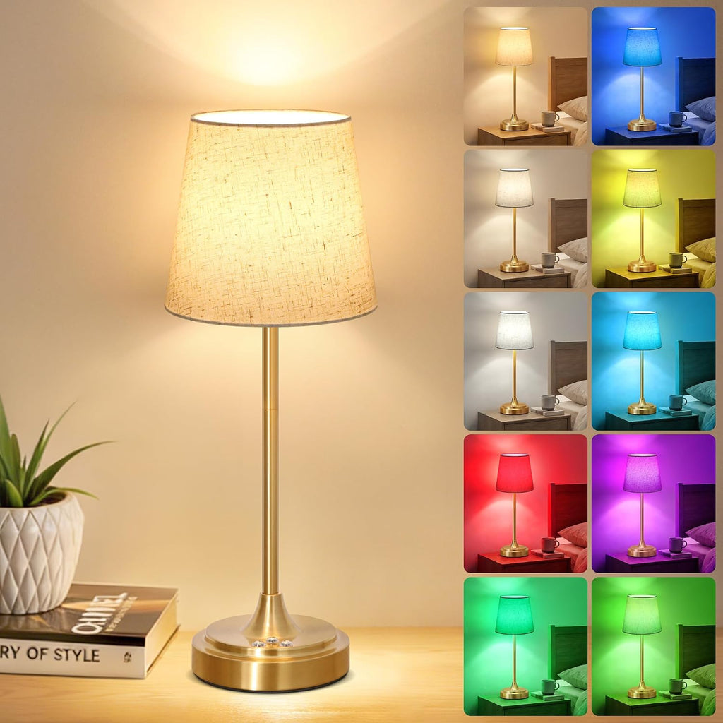 Wowag Cordless Table Lamp Rechargeable,5000mAh Battery Operated Desk Lamp,3 Colors & 7 RGB Stepless Dimmable, Touch Control Ambient Light…