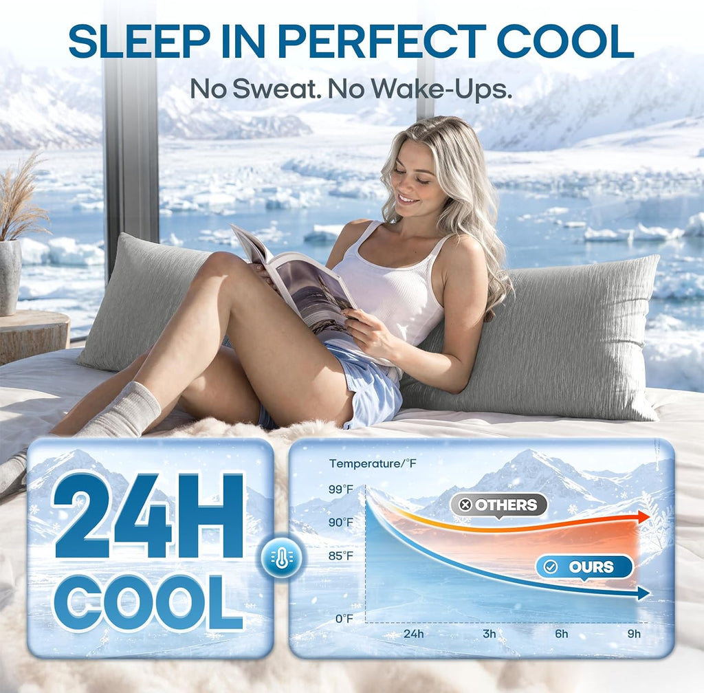 Zonli Cooling Body Pillowcase for Hot Sleepers, Breathable Body Pillow Cover, Double-Sided Cooling Fabric, Soft Silky Touch, Ideal for Nigh…