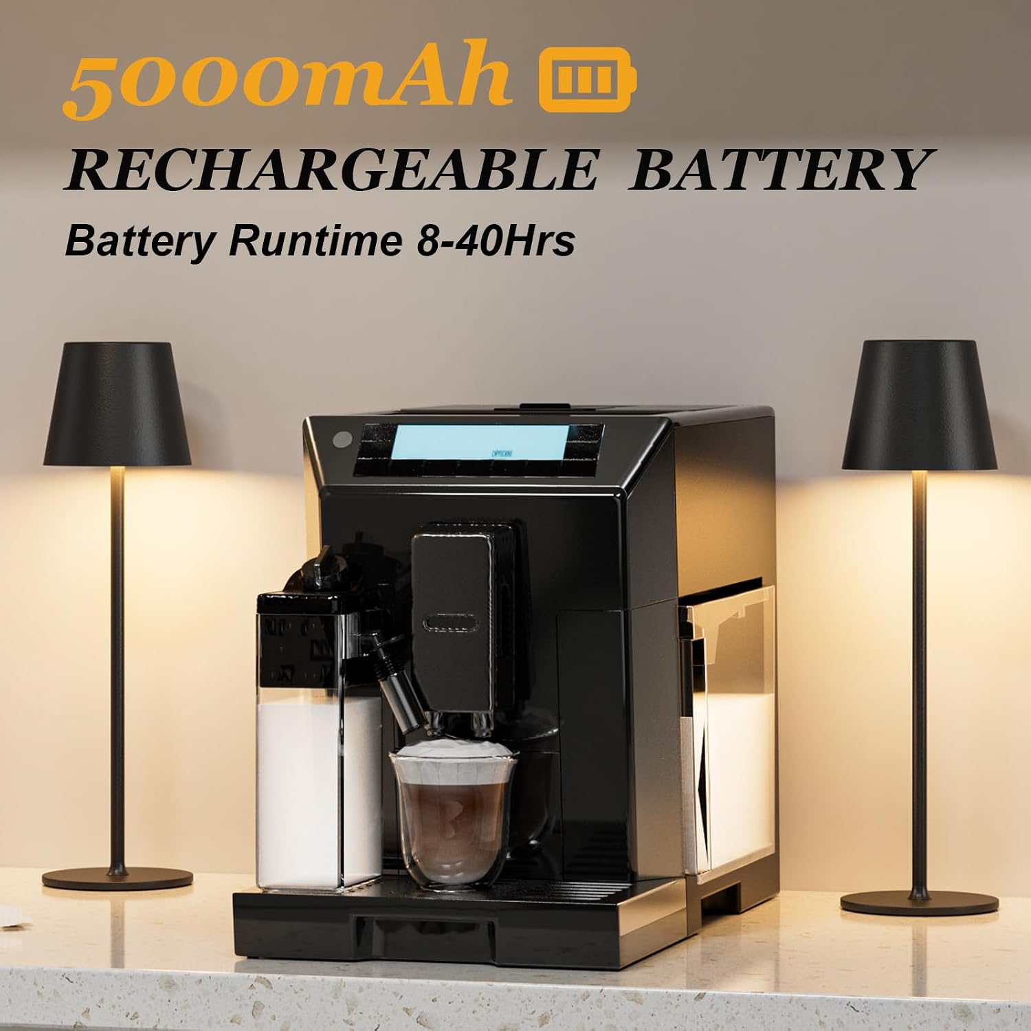 Kakanuo Cordless Table Lamp Rechargeable Black - KK 4 Pack Battery Operated Lamp for Dining Table, 3 Color Stepless Dimming Wireless Lamp…