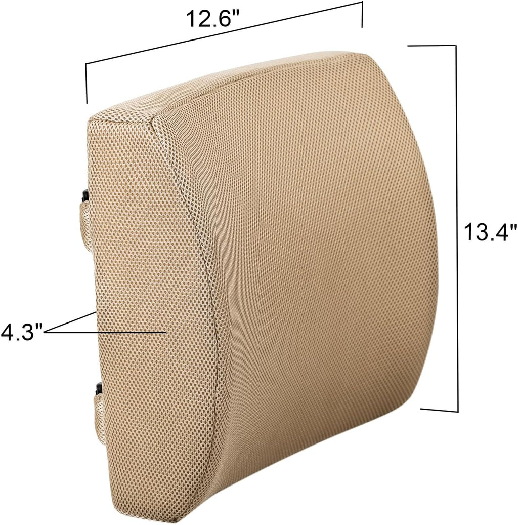 Memory Foam Lumbar Support Pillow for Lower Back Comfort, Ergonomic Back Cushion with Breathable Mesh Cover, Lumbar Pillow for Chair…